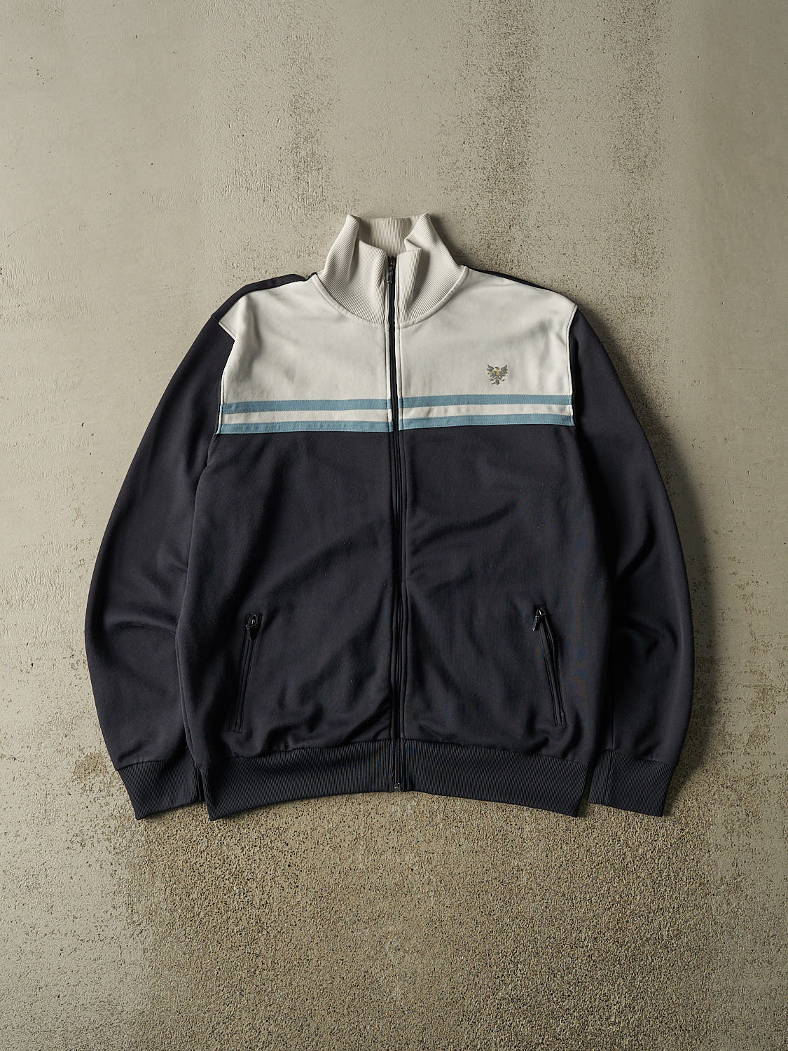 Vintage Y2K Navy Blue Mossimo Zip Up Track Sweater (M/L)