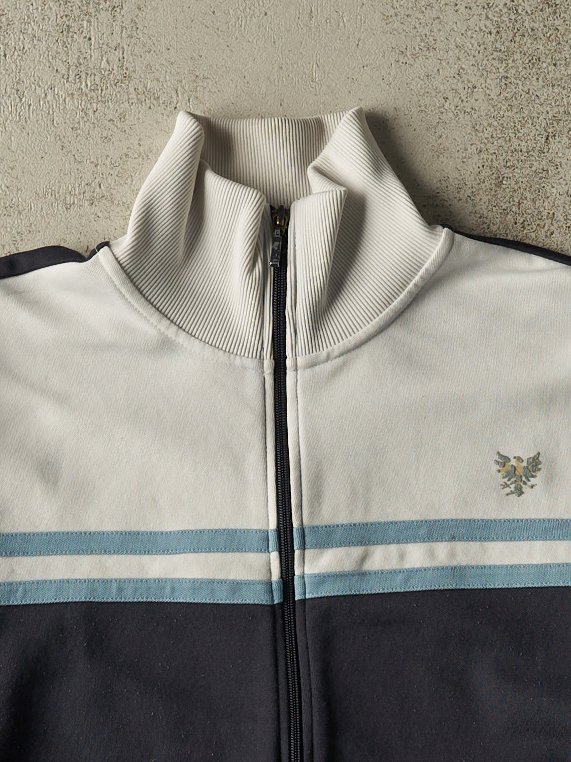 Vintage Y2K Navy Blue Mossimo Zip Up Track Sweater (M/L)