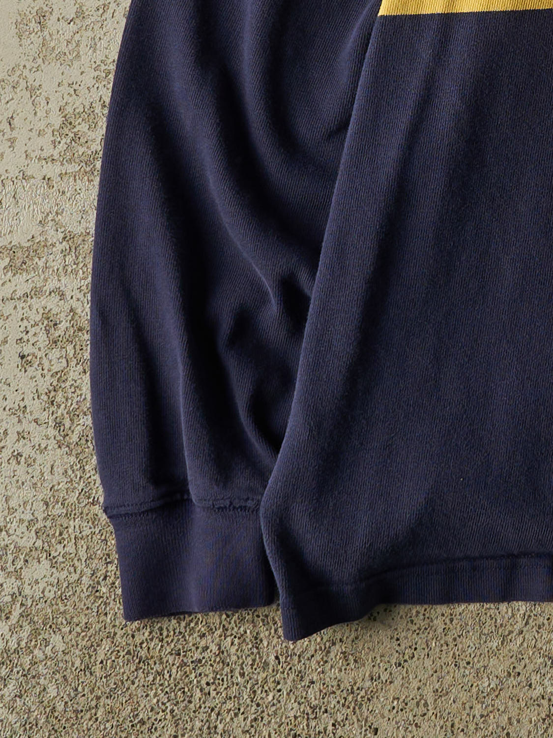 Vintage Y2K Navy Blue Polo Quarter Button Rugby Long Sleeve (L/XL)