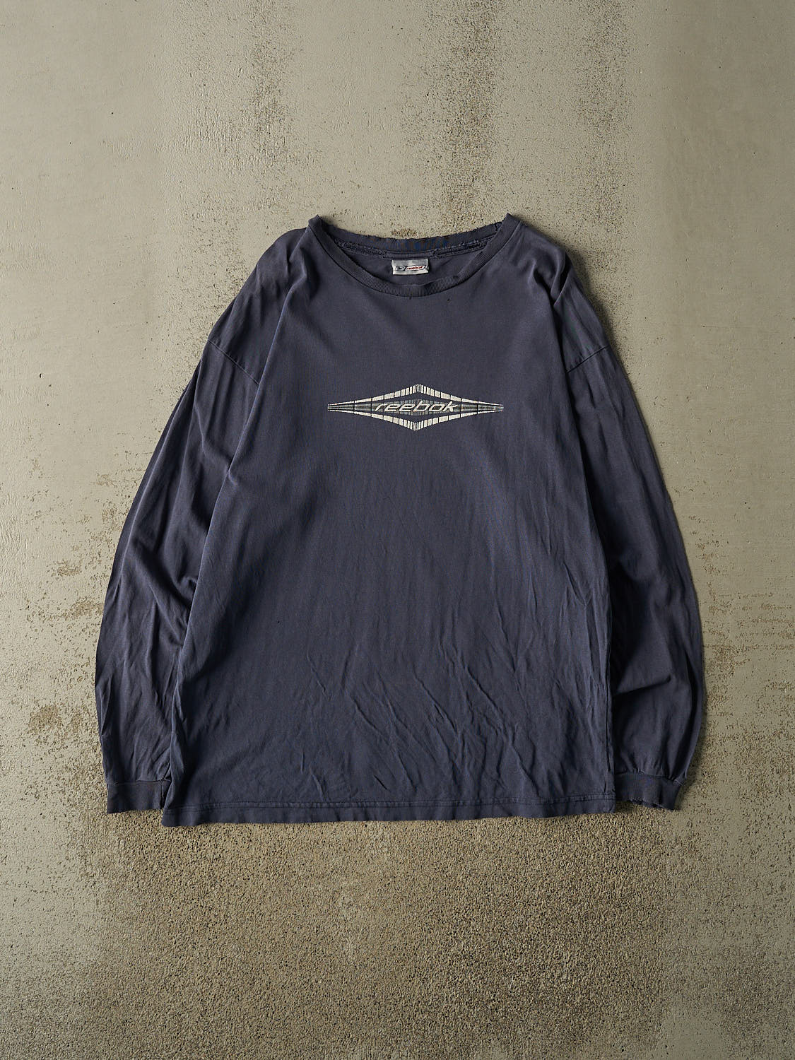 Vintage Y2K Navy Blue Reebok Logo Long Sleeve (L/XL)