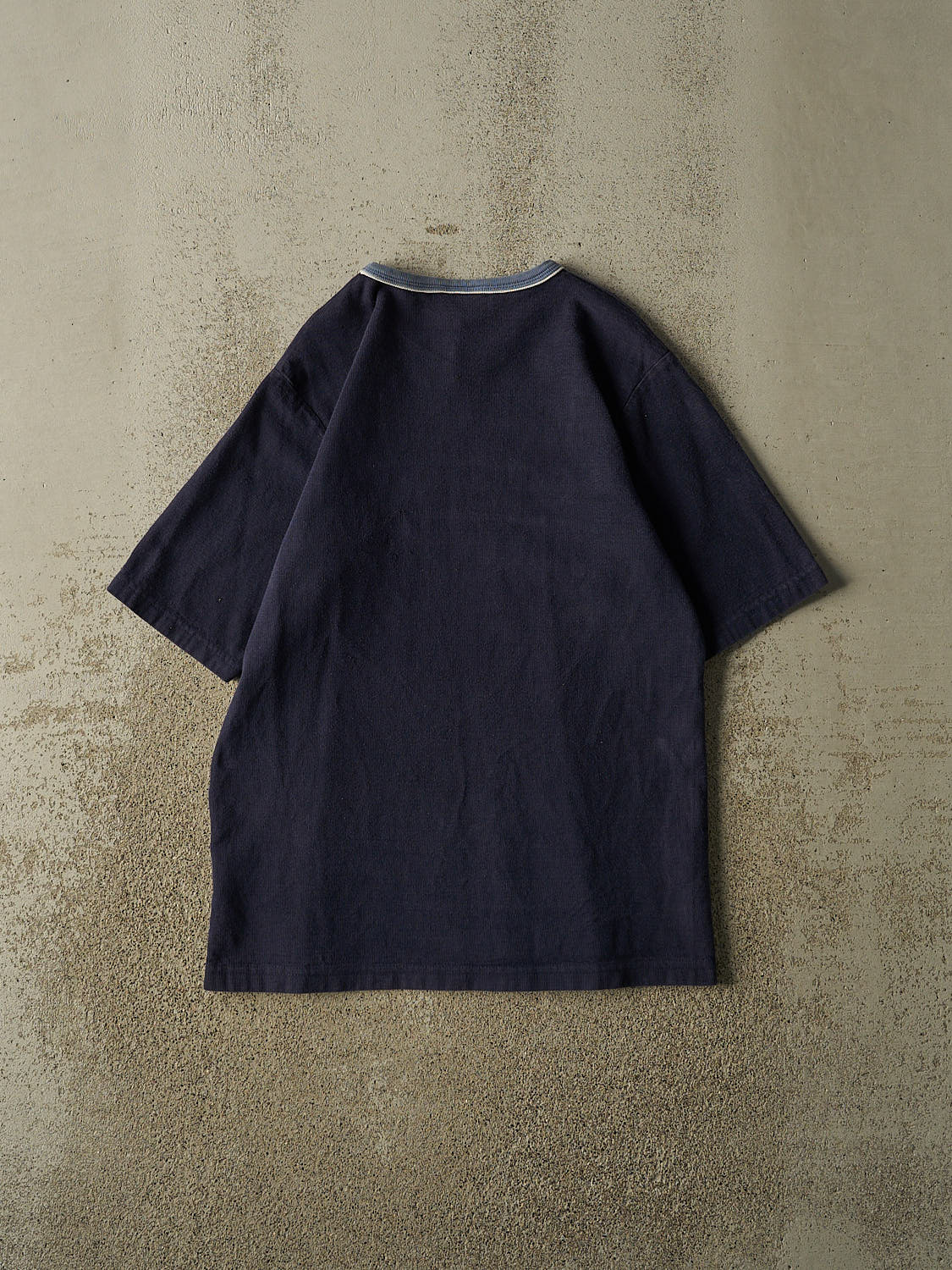 Vintage Y2K Navy Blue Striped Textured Tee (M/L)