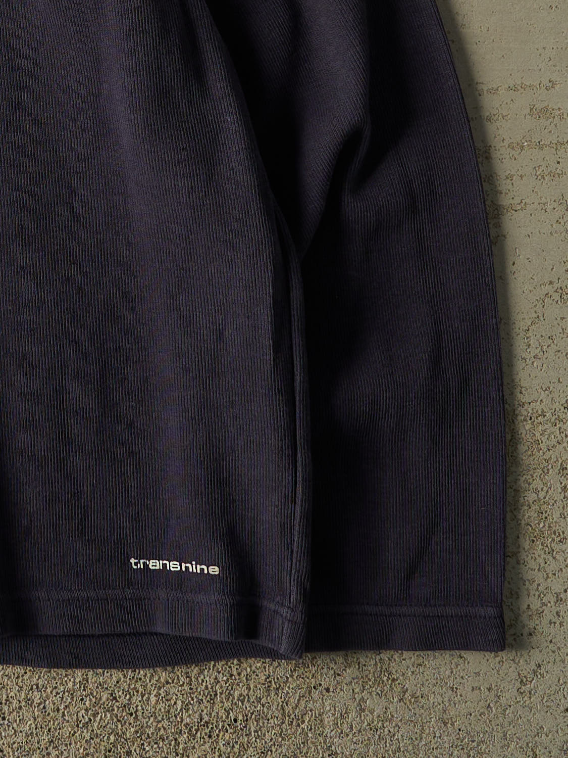 Vintage Y2K Navy Blue Striped Thermal Long Sleeve (L/XL)