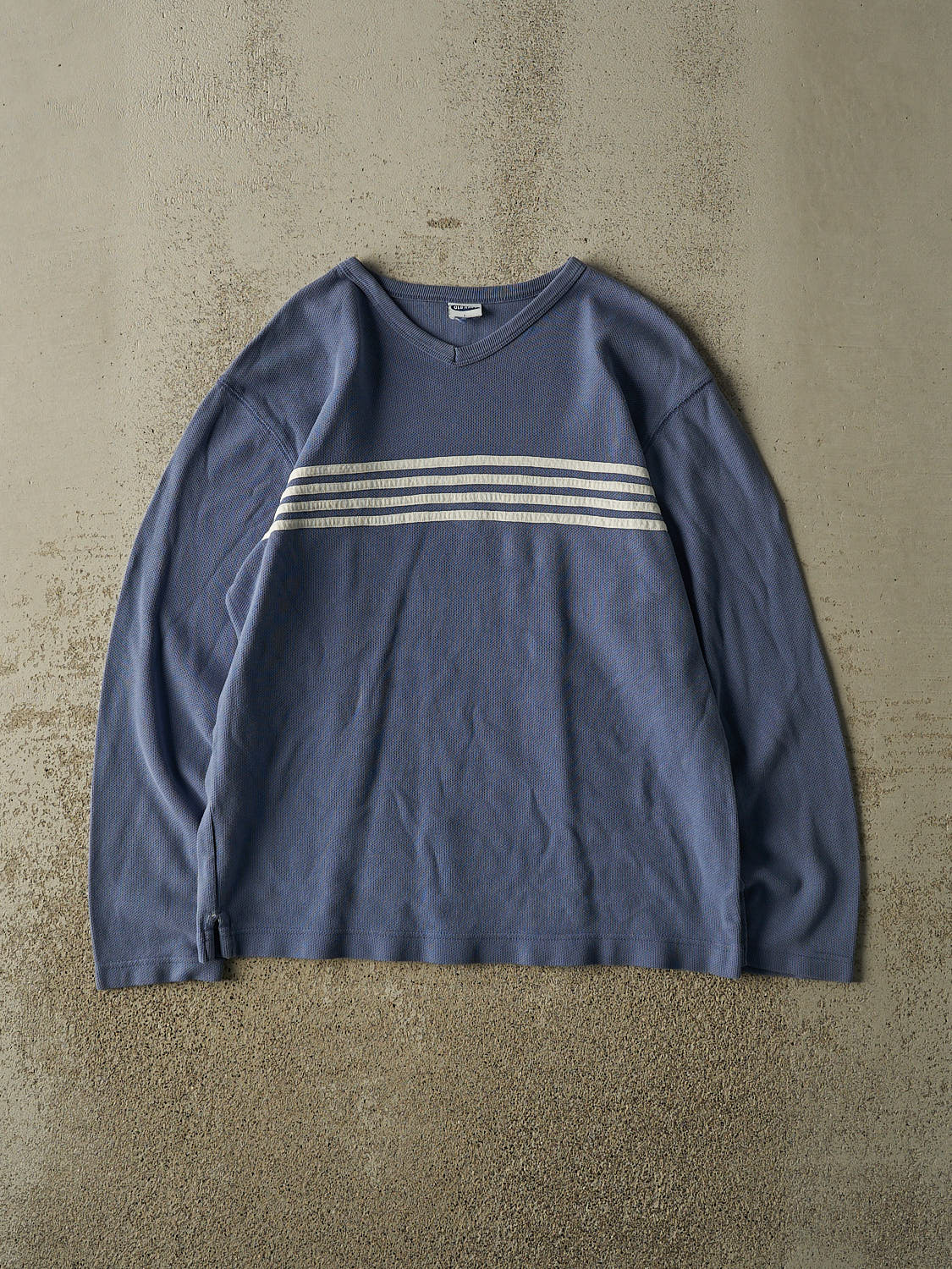 Vintage Y2K Blue Old Navy Striped Thermal Long Sleeve (M)