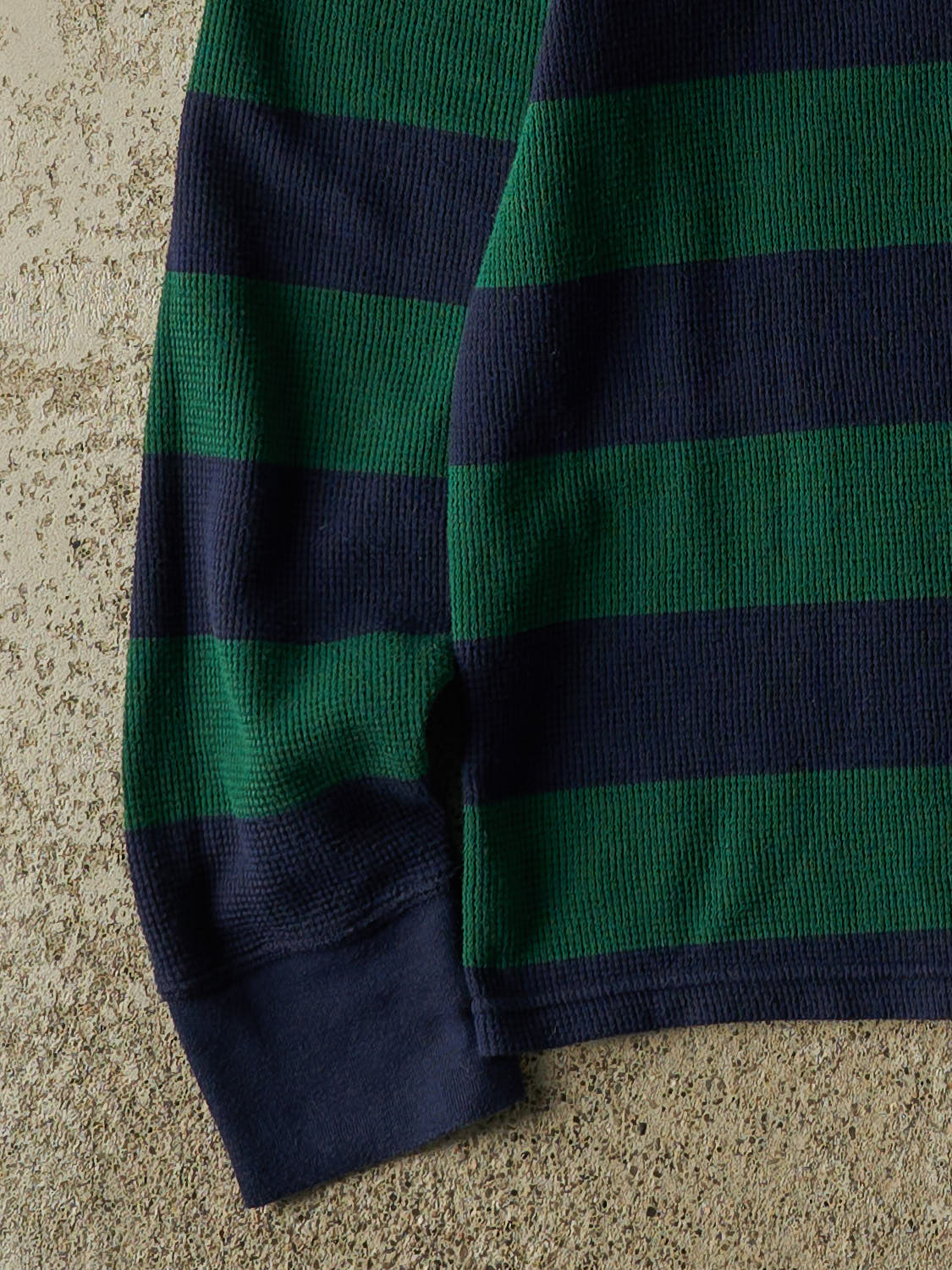 Vintage Y2K Green Polo Striped Thermal Long Sleeve (S)