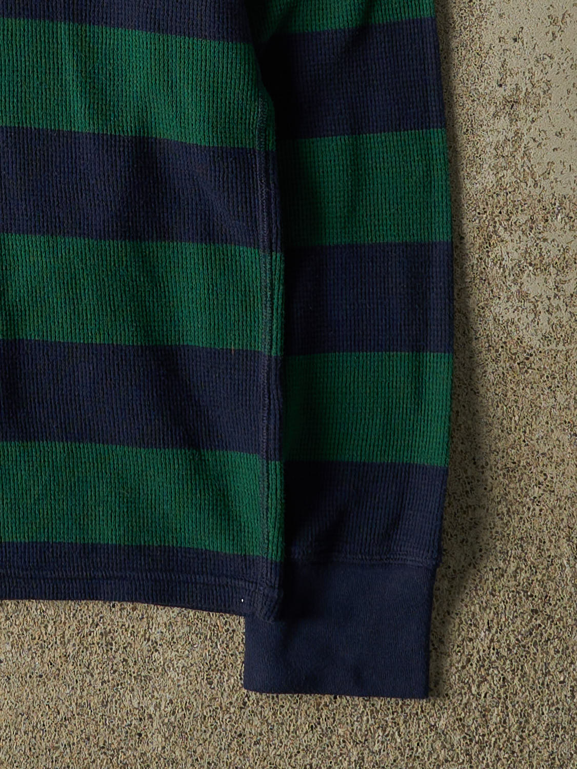 Vintage Y2K Green Polo Striped Thermal Long Sleeve (S)