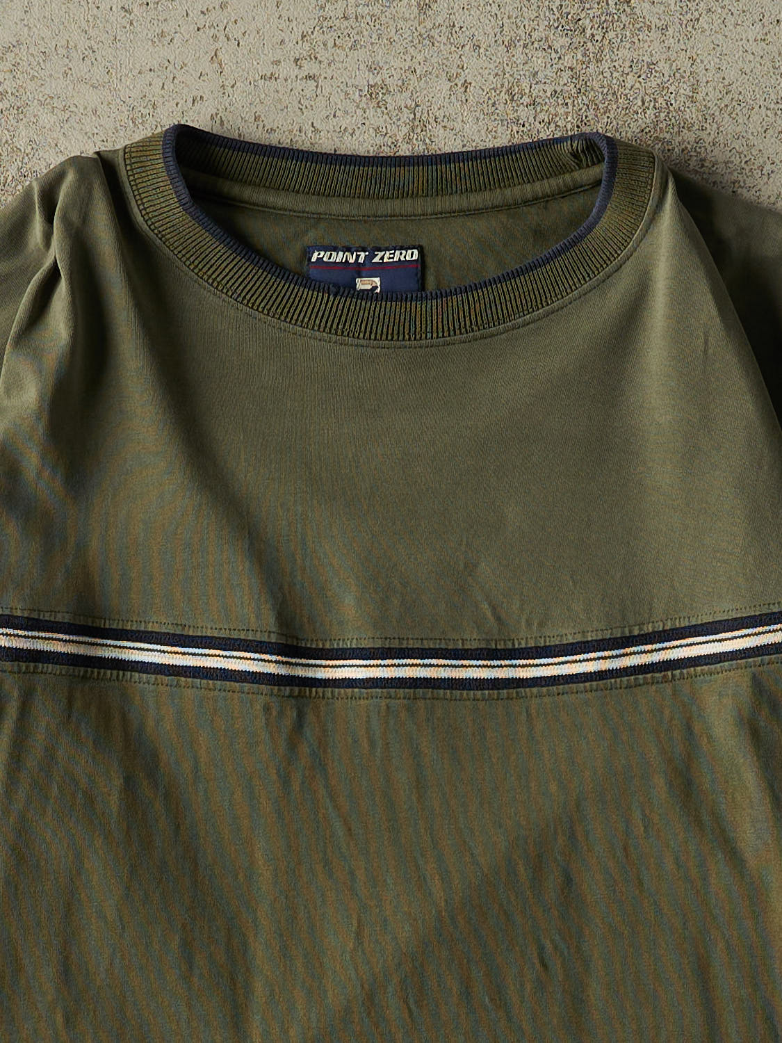 Vintage Y2K Green Point Zero Striped Tee (M)