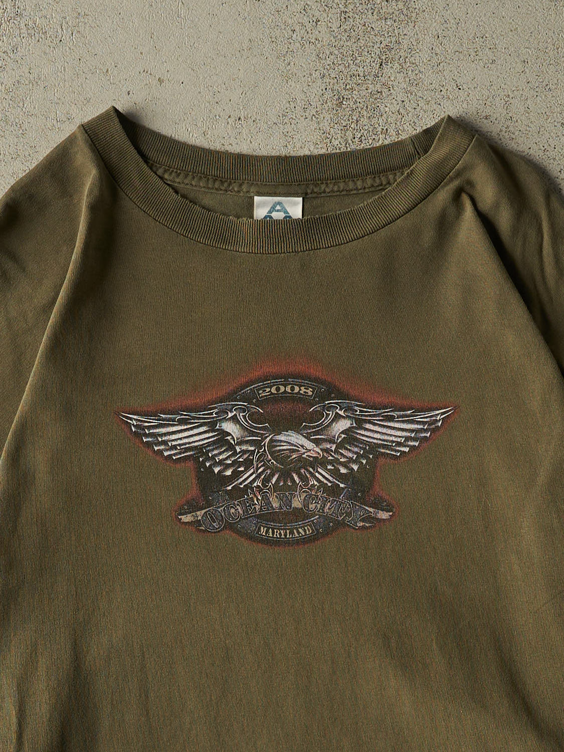 Vintage 08' Green Ocean City Maryland Biker Long Sleeve (XL)