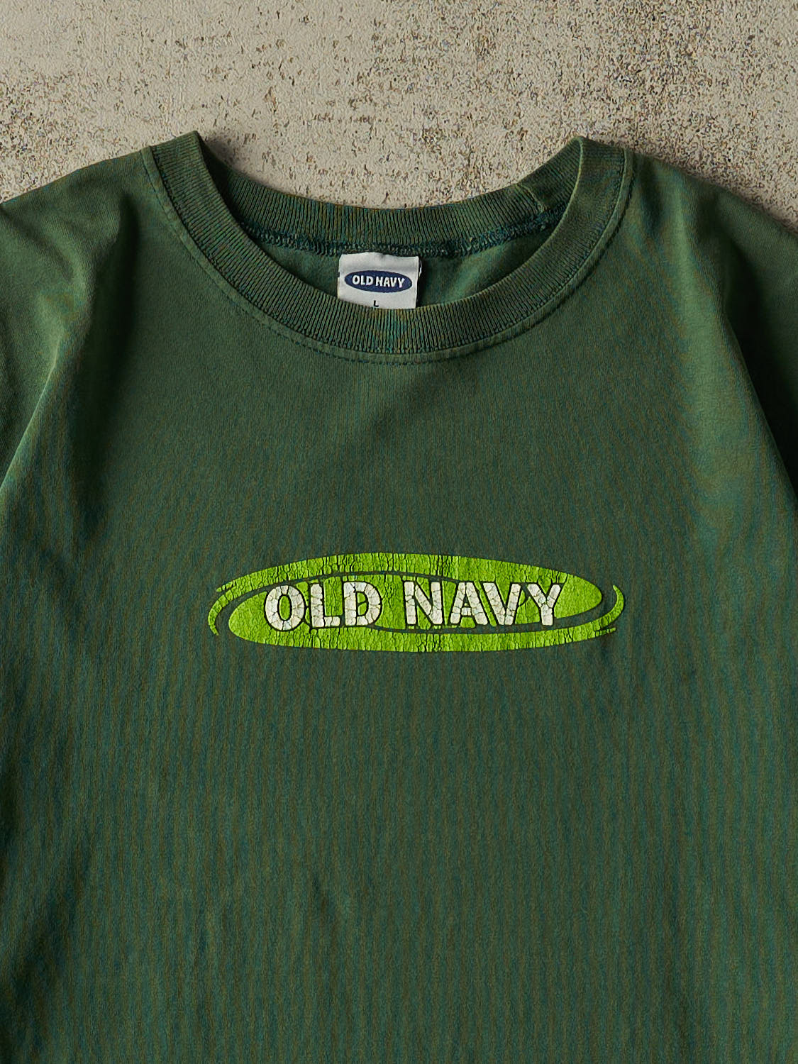 Vintage Y2K Green Old Navy Logo Tee (L)