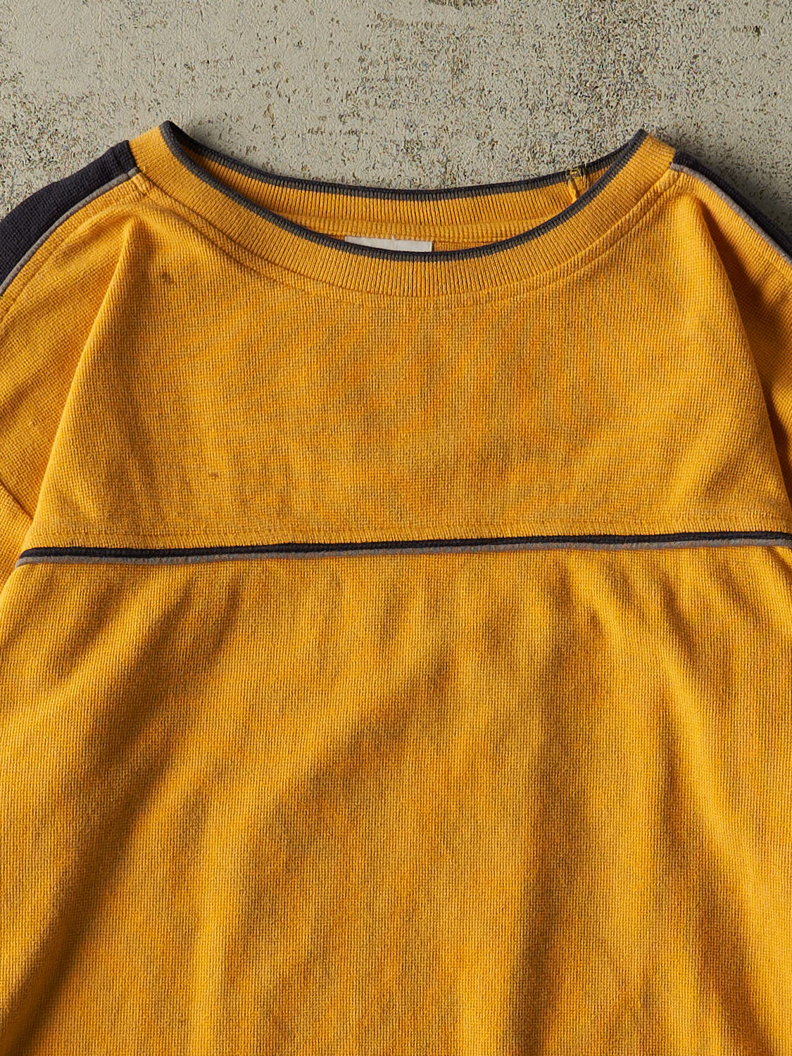 Vintage Y2K Yellow Striped Textured Long Sleeve (S/M)