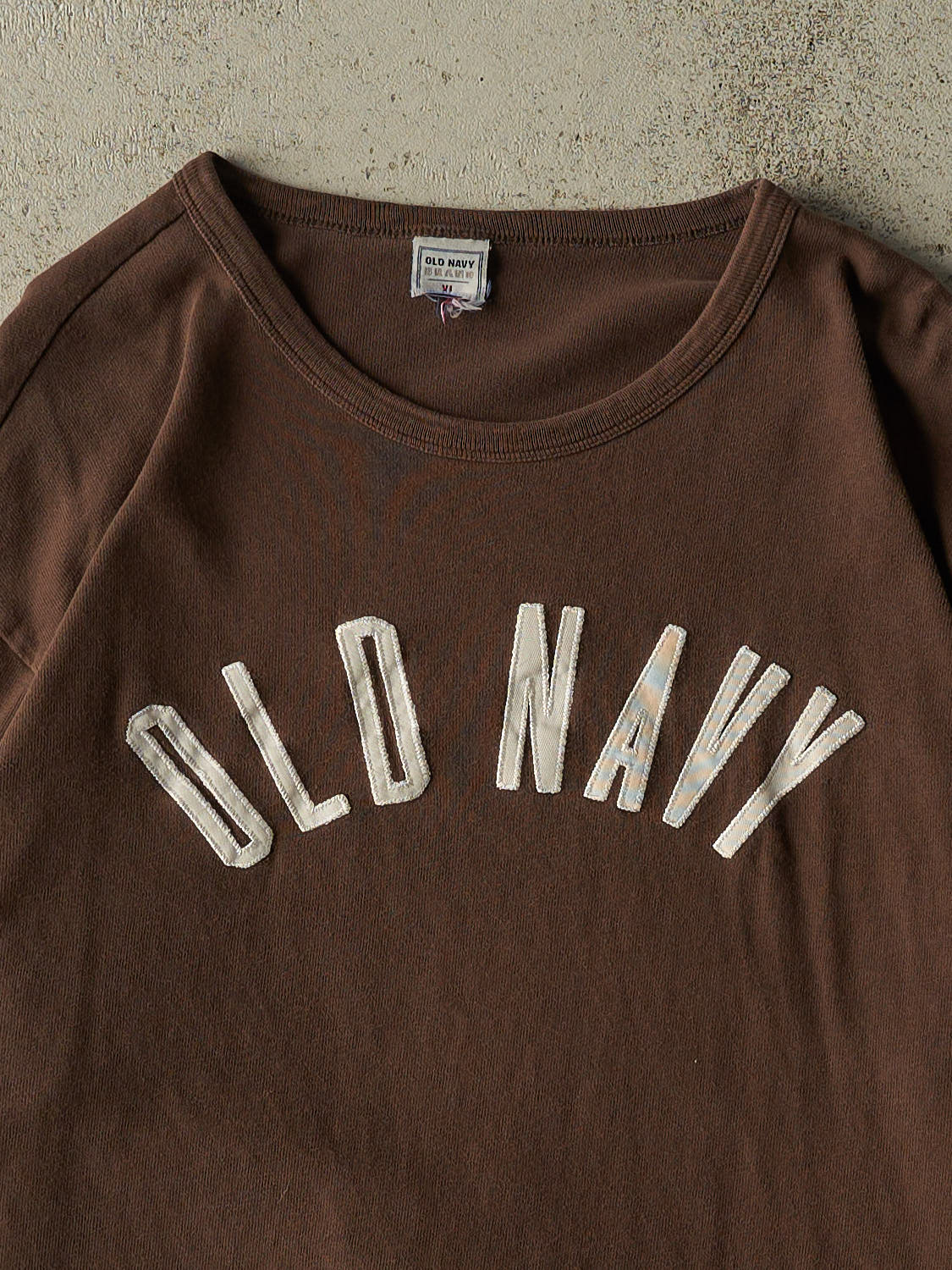 Vintage Y2K Brown Old Navy Embroidered Long Sleeve (L/XL)