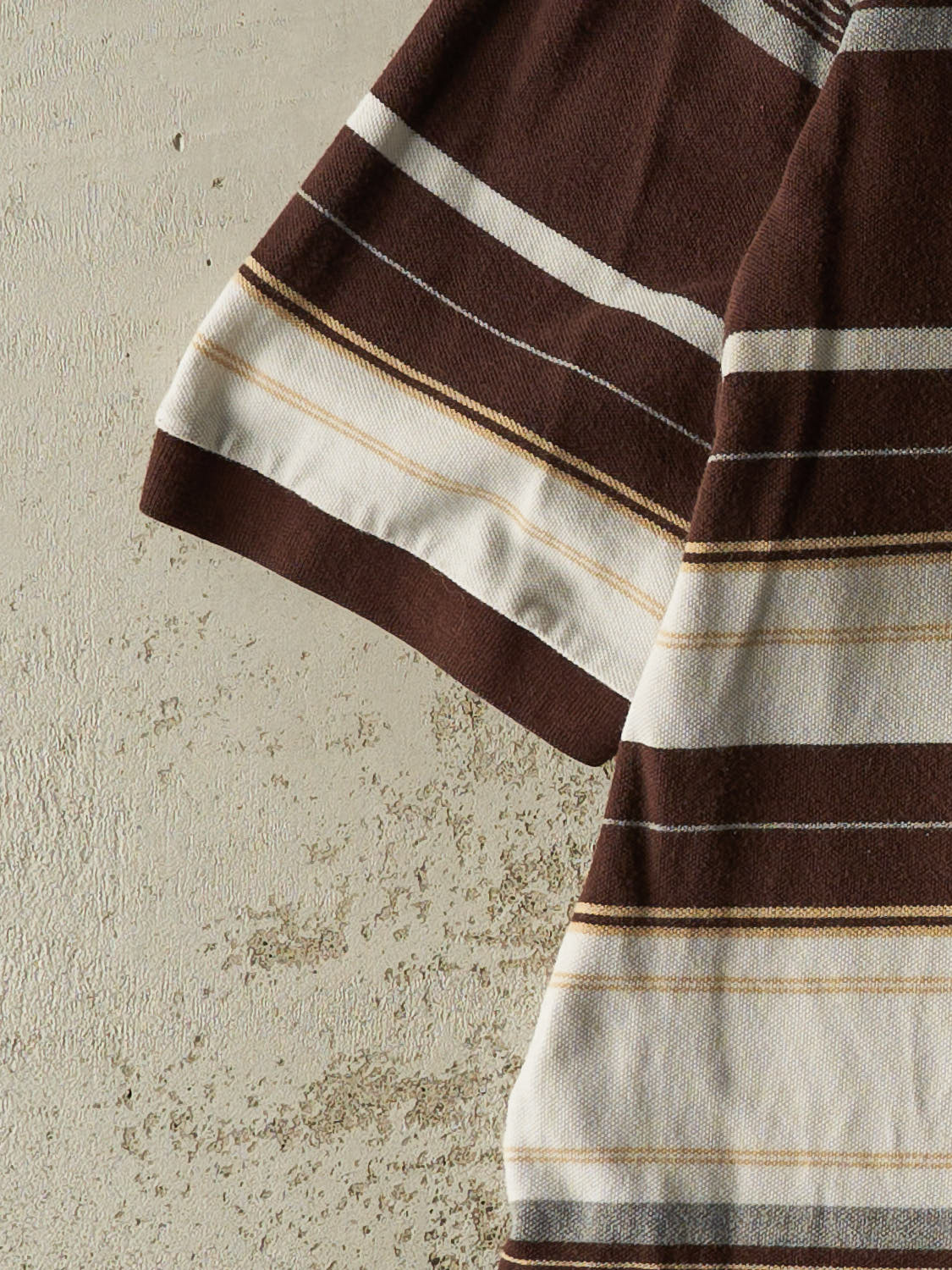 Vintage Y2K Brown Ecko Striped Quarter Button Tee (XL/XXL)