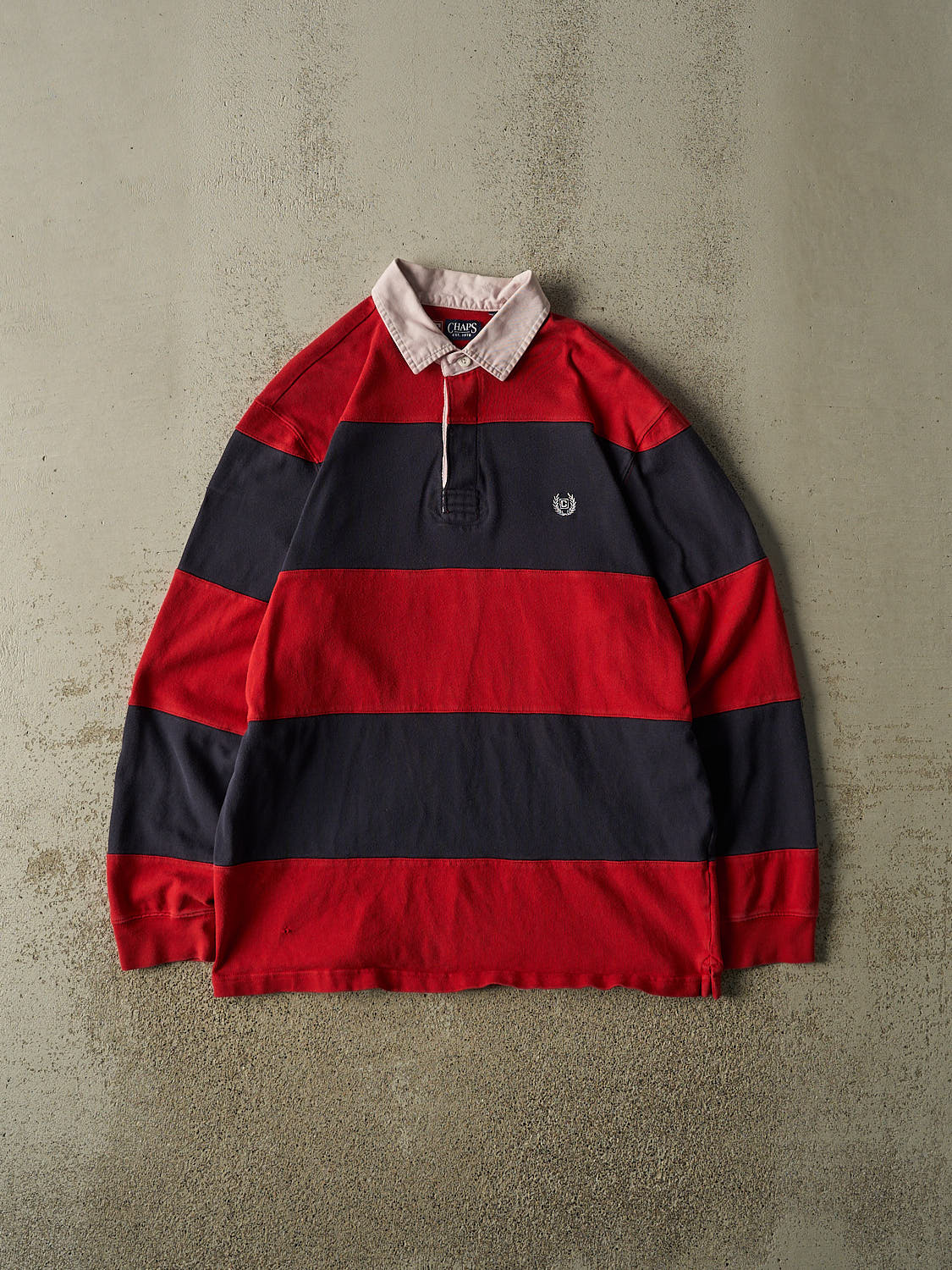 Vintage Y2K Red Chaps Quarter Button Rugby Long Sleeve (L/XL)
