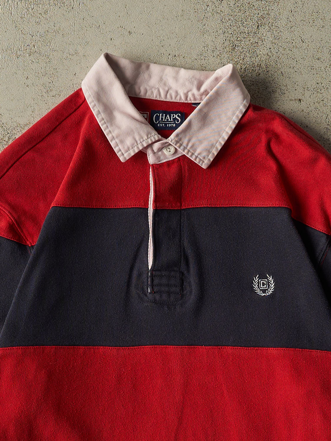 Vintage Y2K Red Chaps Quarter Button Rugby Long Sleeve (L/XL)