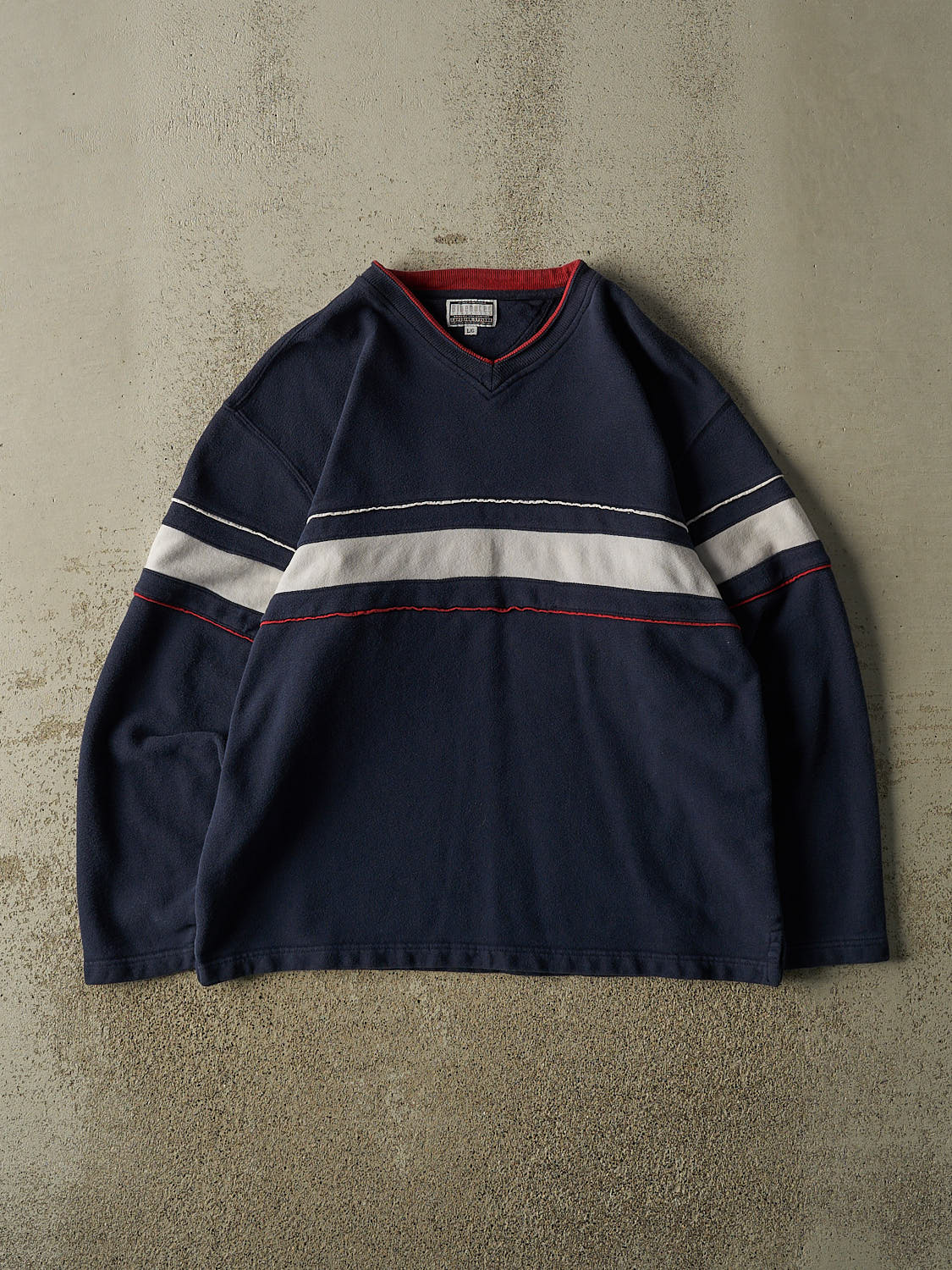 Vintage Y2K Navy Blue Striped Lightweight Crewneck (M/L)