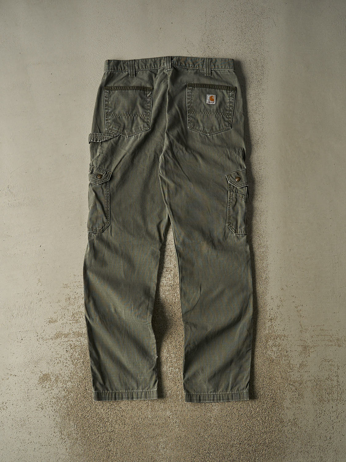 Vintage Y2K Green Carhartt Double Knee Cargo Carpenter Ripstop Pants (34x33)