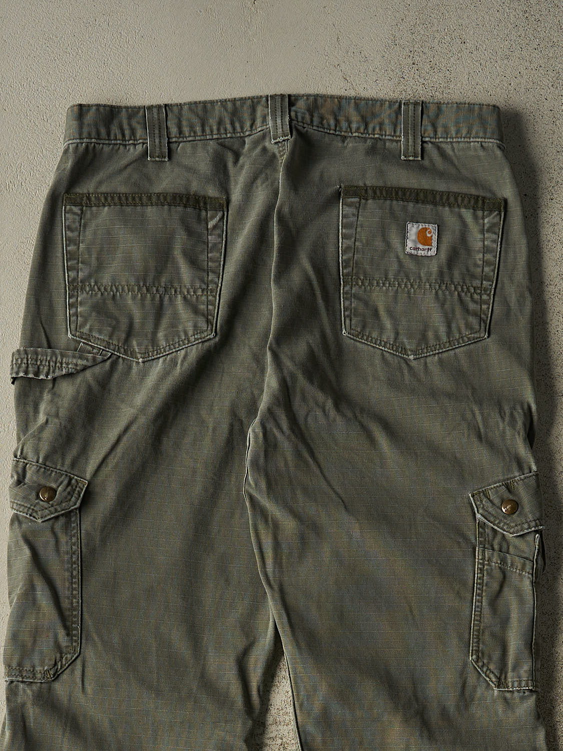 Vintage Y2K Green Carhartt Double Knee Cargo Carpenter Ripstop Pants (34x33)