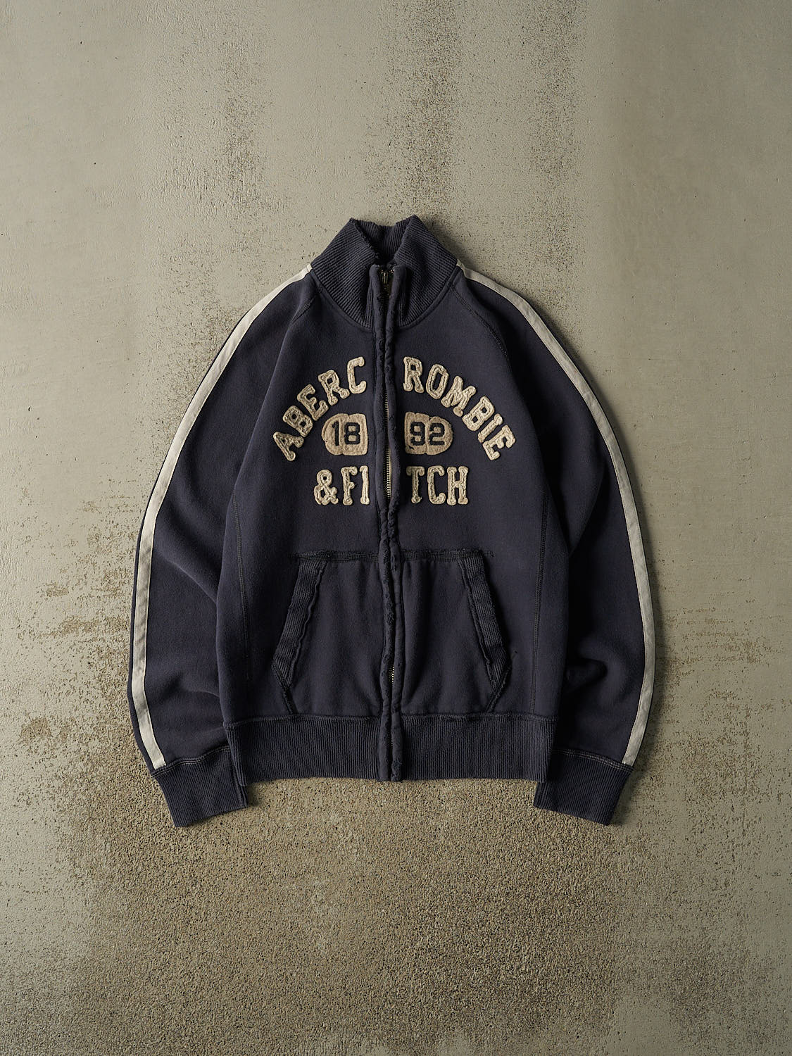 Vintage Y2K Navy Blue Abercrombie & Fitch Zip Up Track Sweatshirt (S/M)