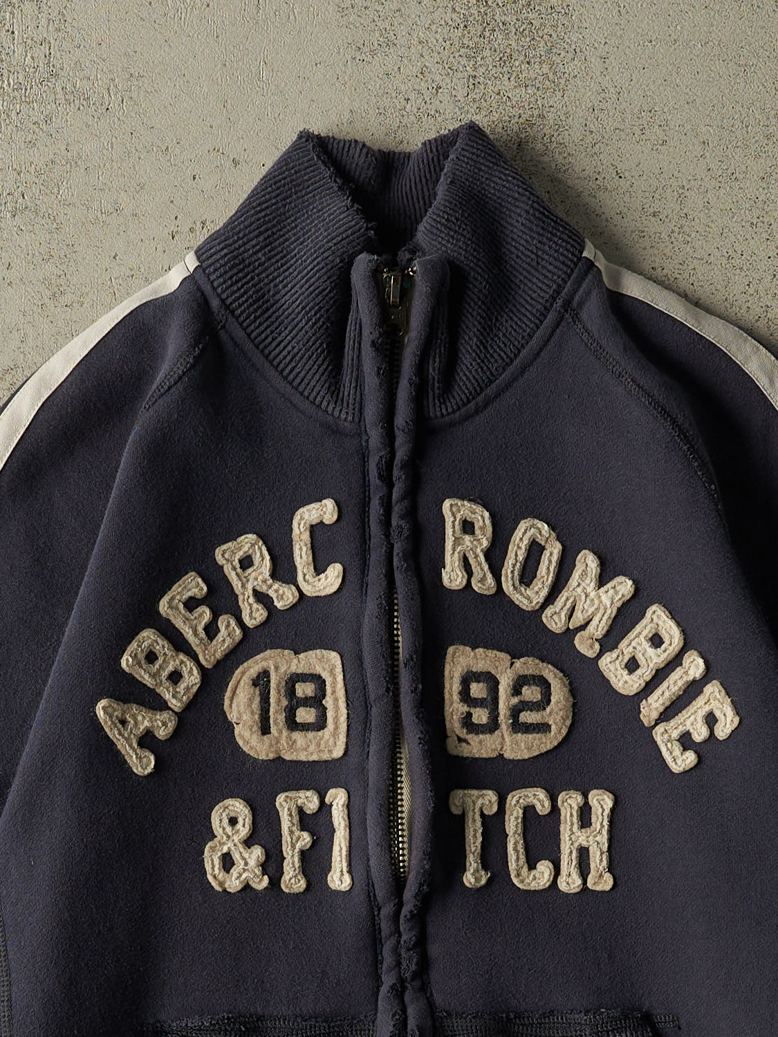 Vintage Y2K Navy Blue Abercrombie & Fitch Zip Up Track Sweatshirt (S/M)