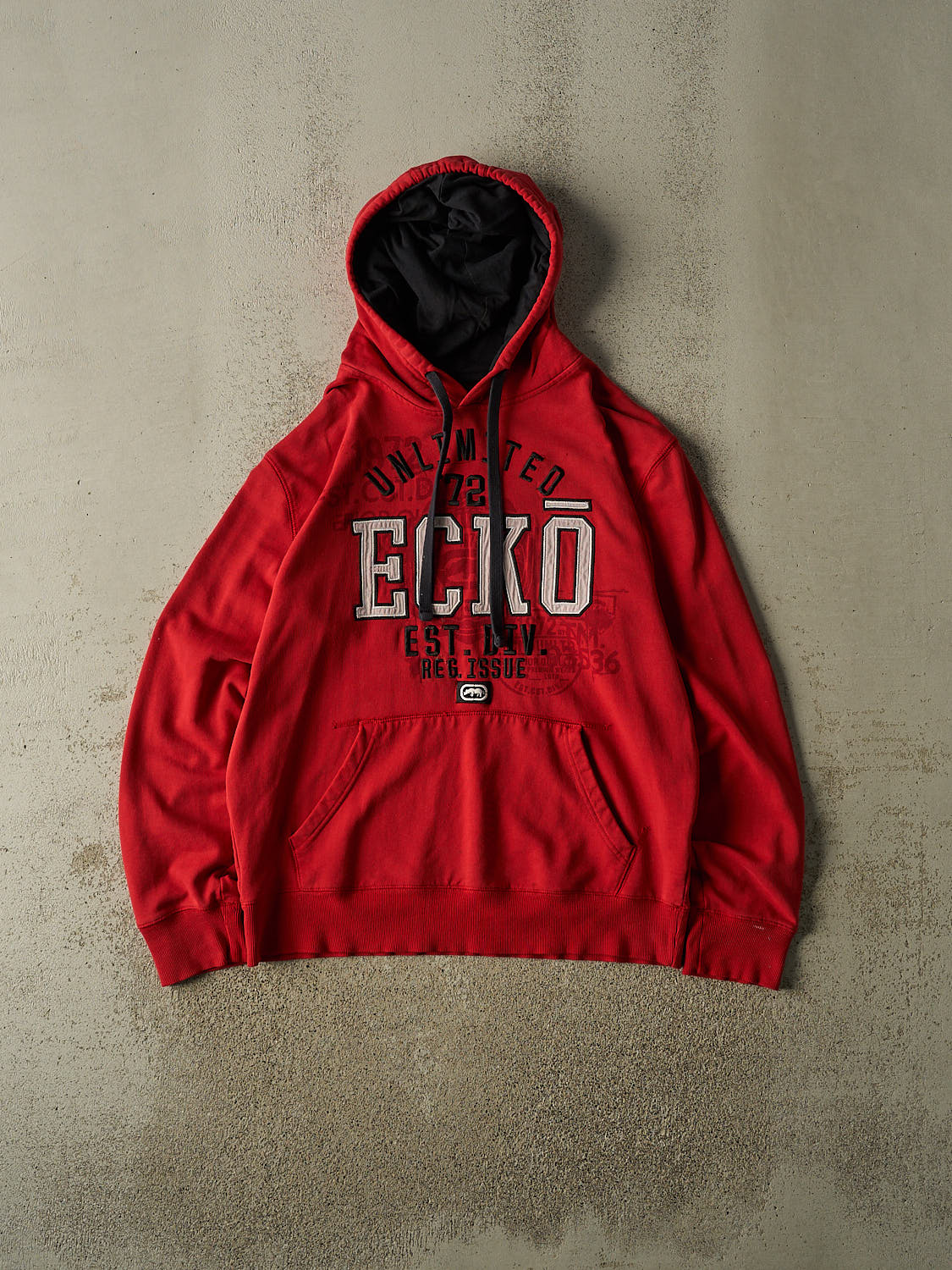 Vintage Y2K Red Ecko Embroidered Hoodie (L/XL)
