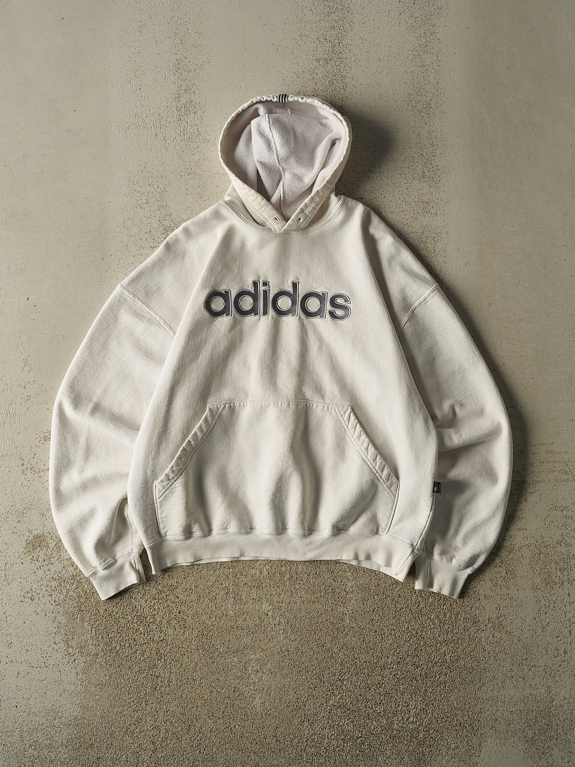 Vintage Y2K White Adidas Embroidered Hoodie (M)