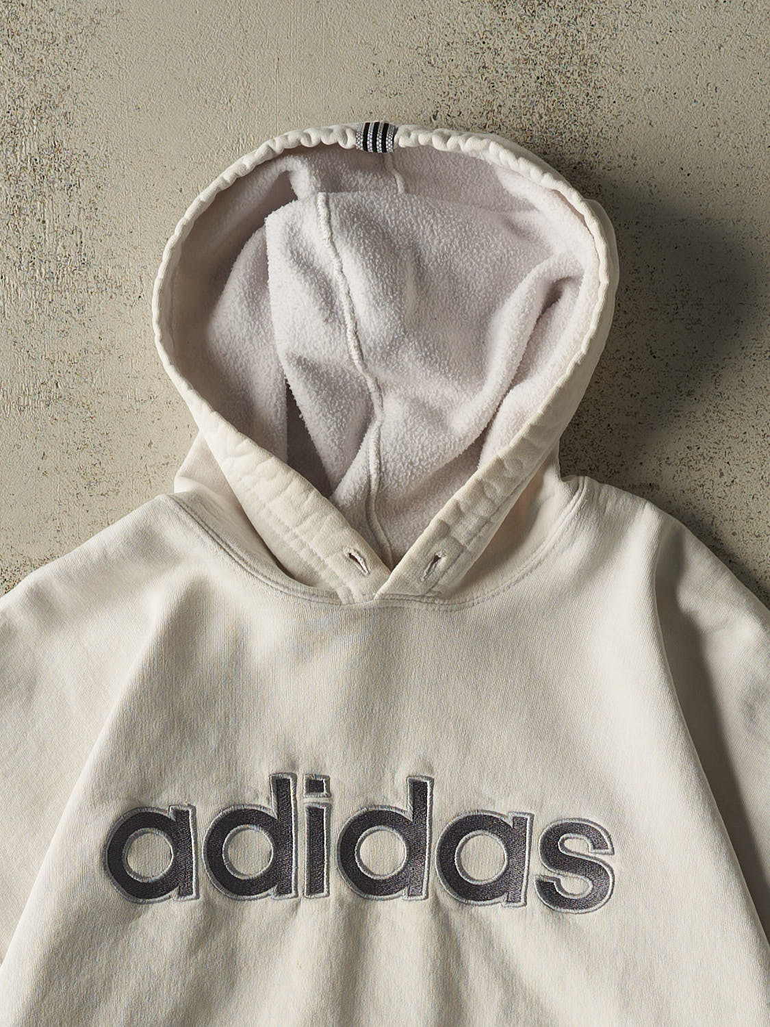 Vintage Y2K White Adidas Embroidered Hoodie (M)