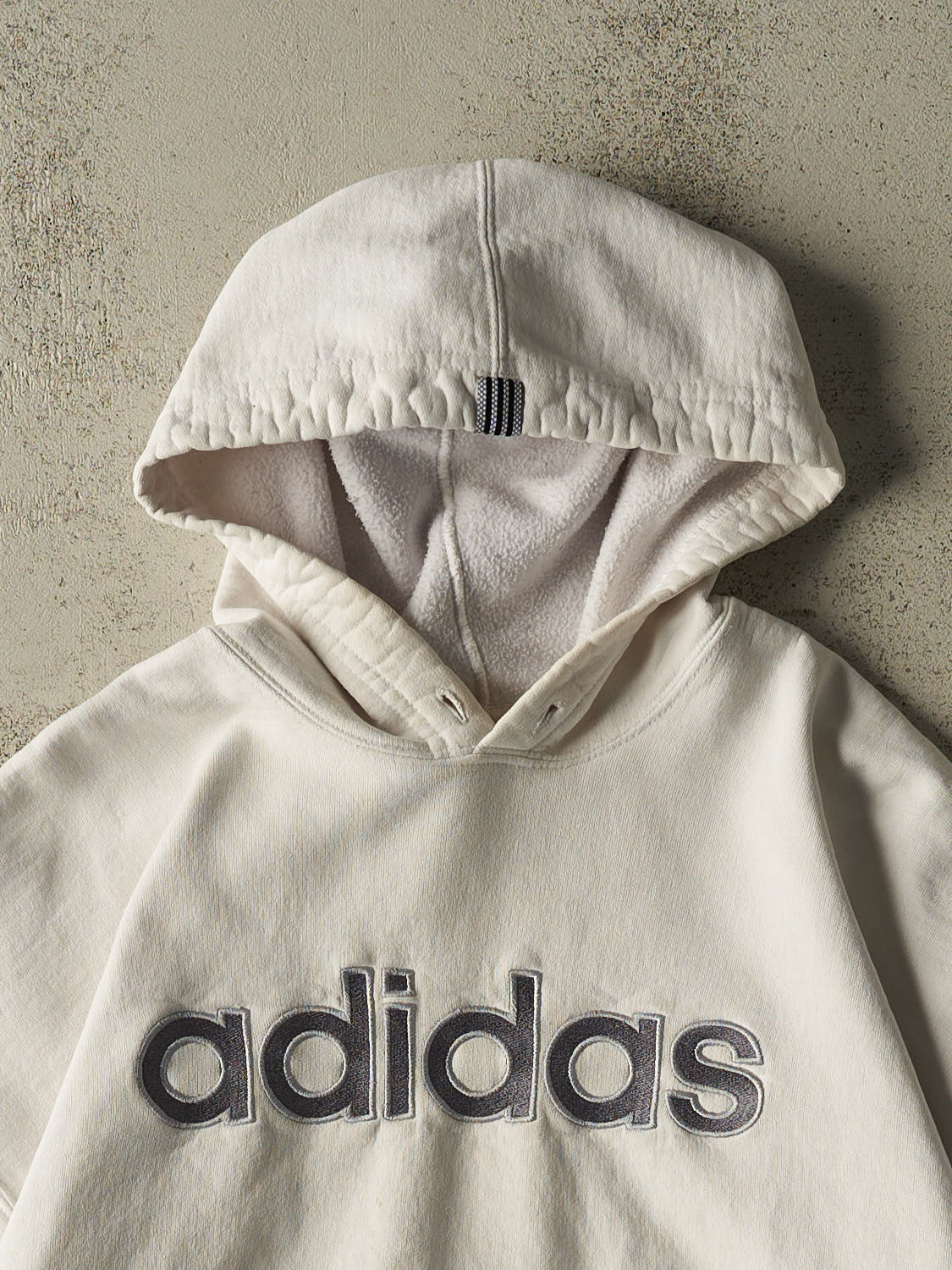 Vintage Y2K White Adidas Embroidered Hoodie (M)