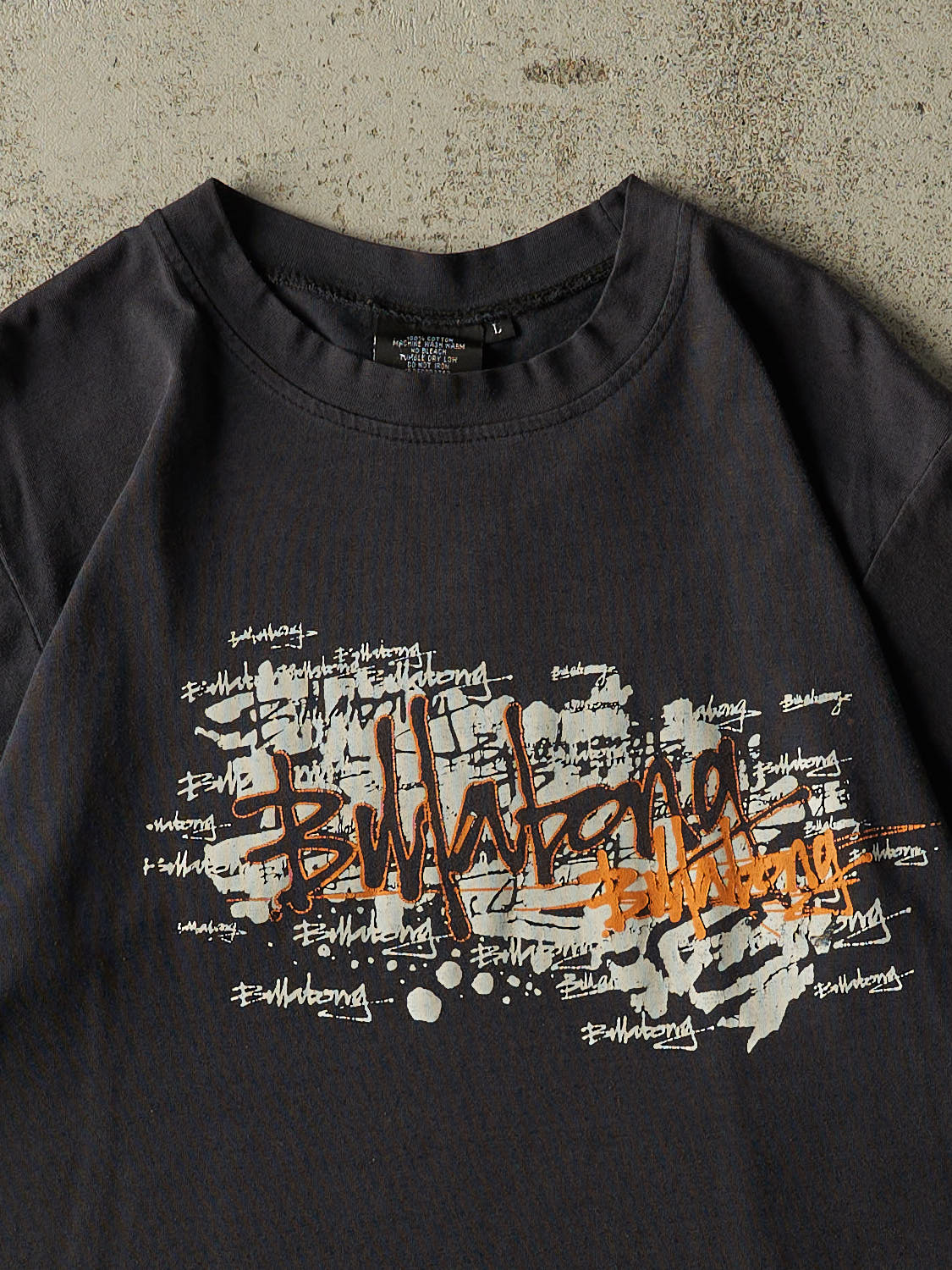 Vintage Y2K Faded Black Billabong Logo Tee (S/M)
