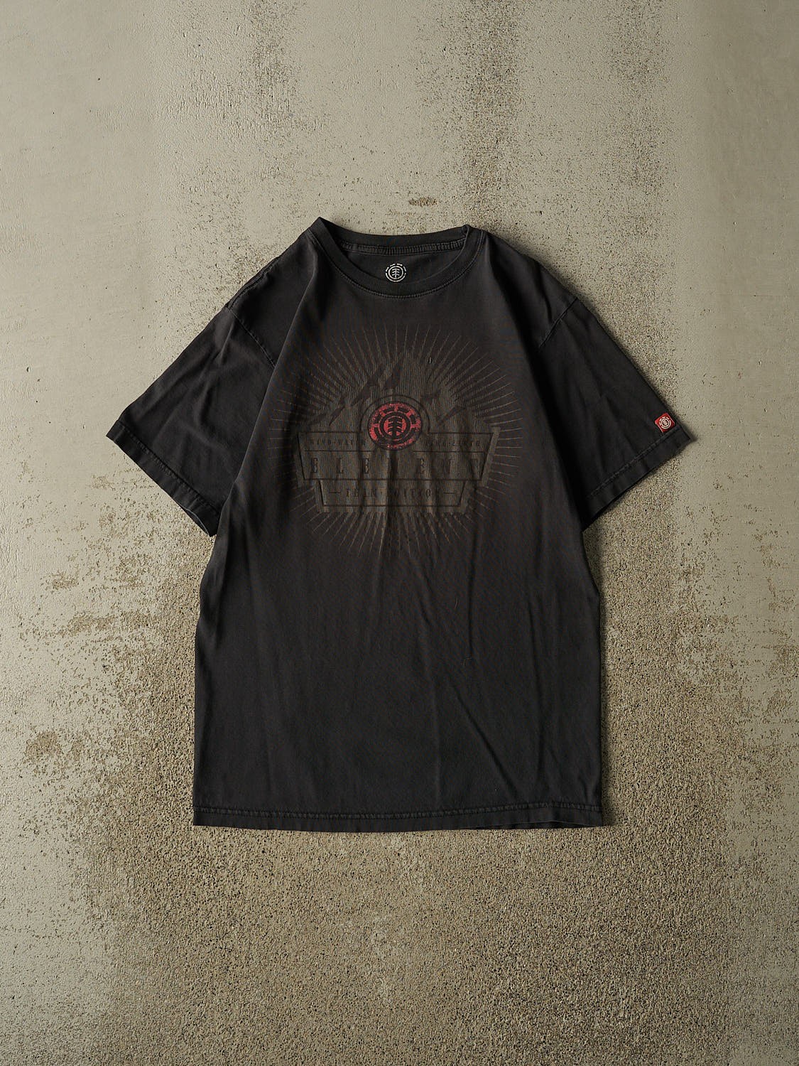 Vintage Y2K Faded Black Element Skateboards Logo Tee (S/M)