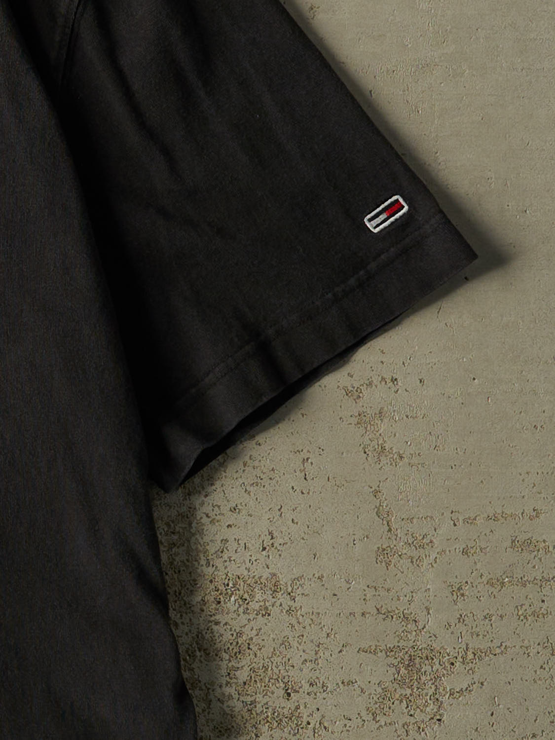 Vintage Y2K Faded Black Tommy Jeans Embroidered Logo Tee (XL)