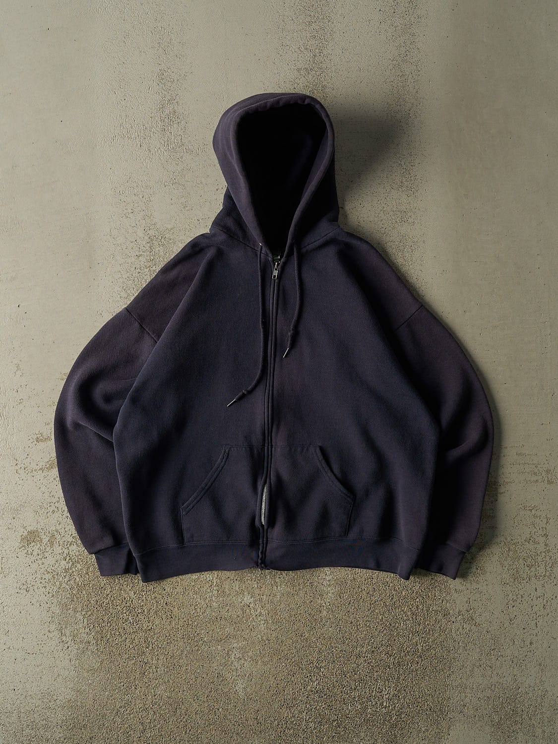 Vintage 90s Navy Blue Blank Zip Up Hoodie (L)