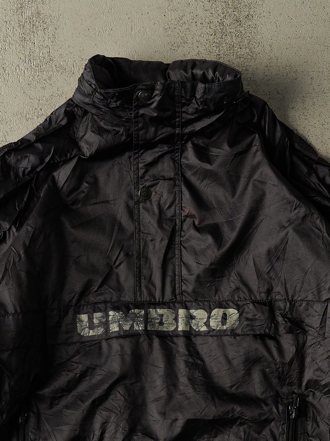Vintage 90s Black Umbro Quarter Zip Nylon Windbreaker Jacket (M