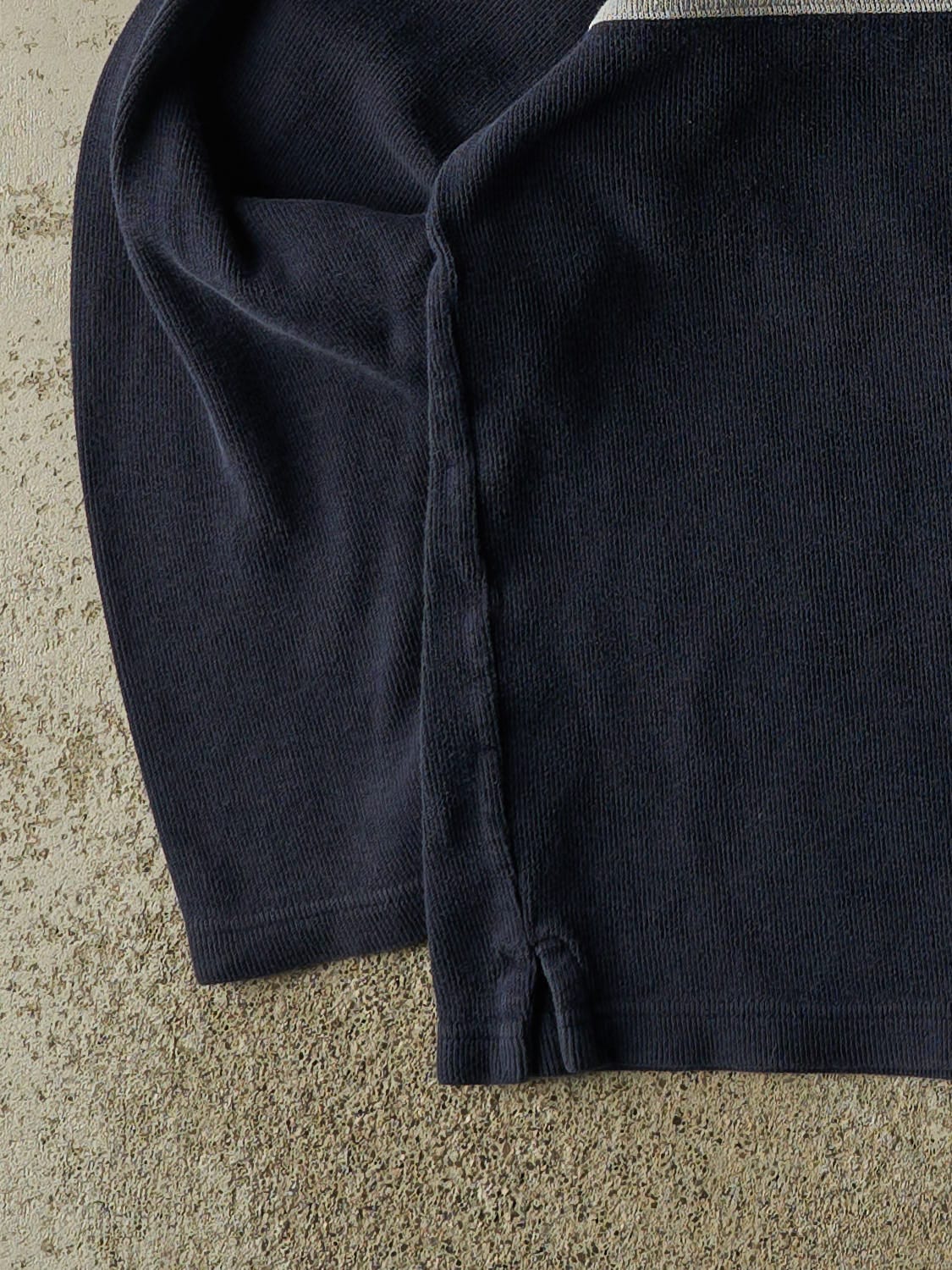Vintage Y2K Navy Blue Striped Thermal Long Sleeve (S/M)