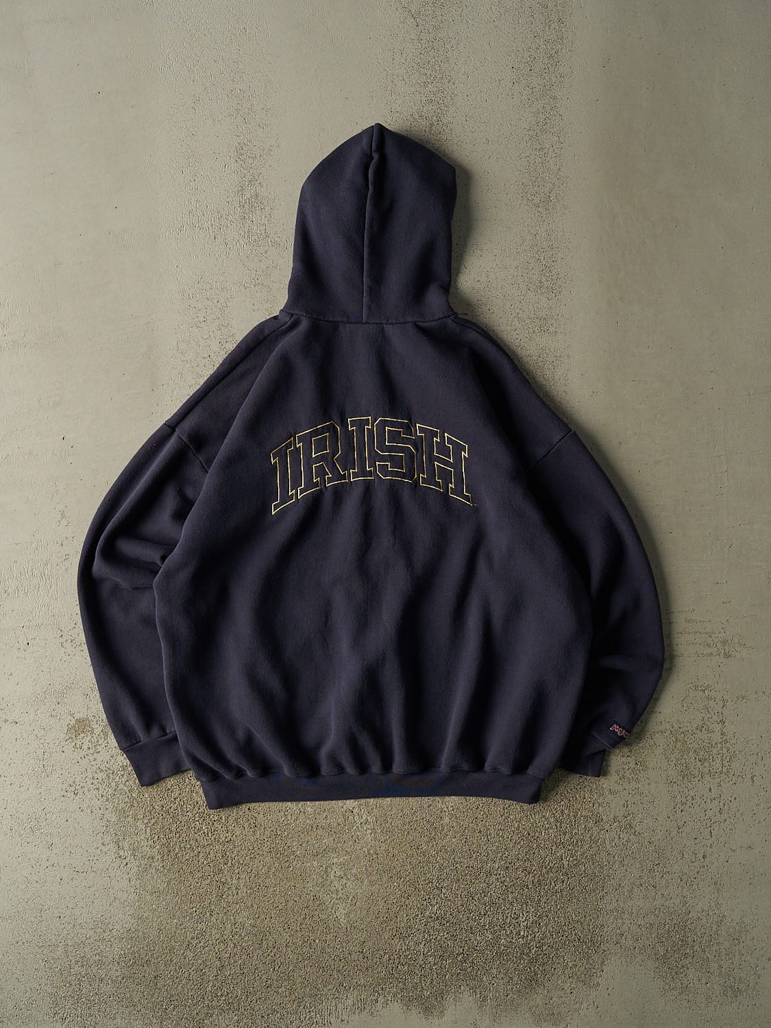 Vintage 90s Navy Blue University of Notre Dame Zip Up Hoodie (XL/XXL)