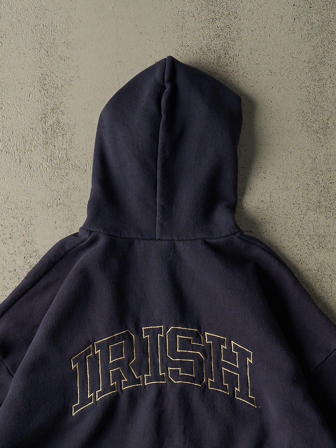 Vintage 90s Navy Blue University of Notre Dame Zip Up Hoodie (XL/XXL)