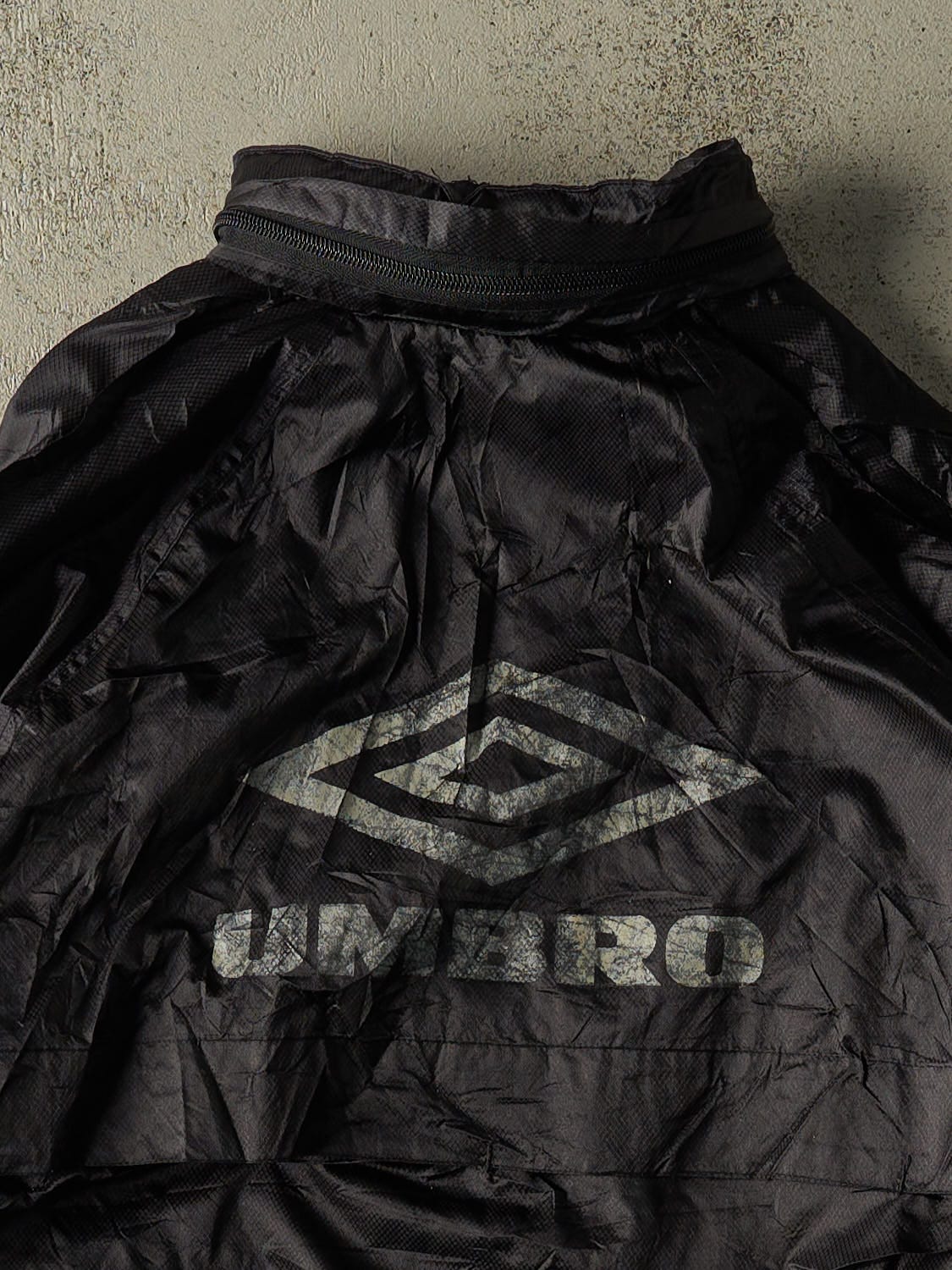 Vintage 90s Black Umbro Quarter Zip Nylon Windbreaker Jacket (M)