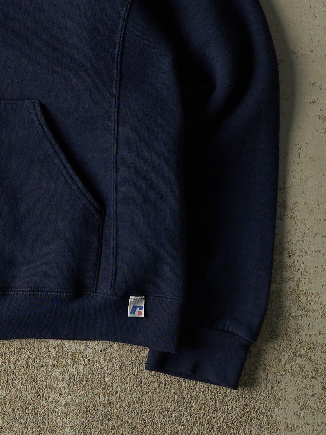 Vintage Y2K Navy Blue Russell Athletic Blank Hoodie (S/M)