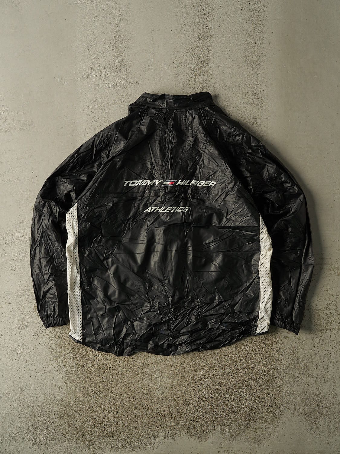 Vintage 90s Black Tommy Hilfiger Velcro Rain Jacket (XXL)