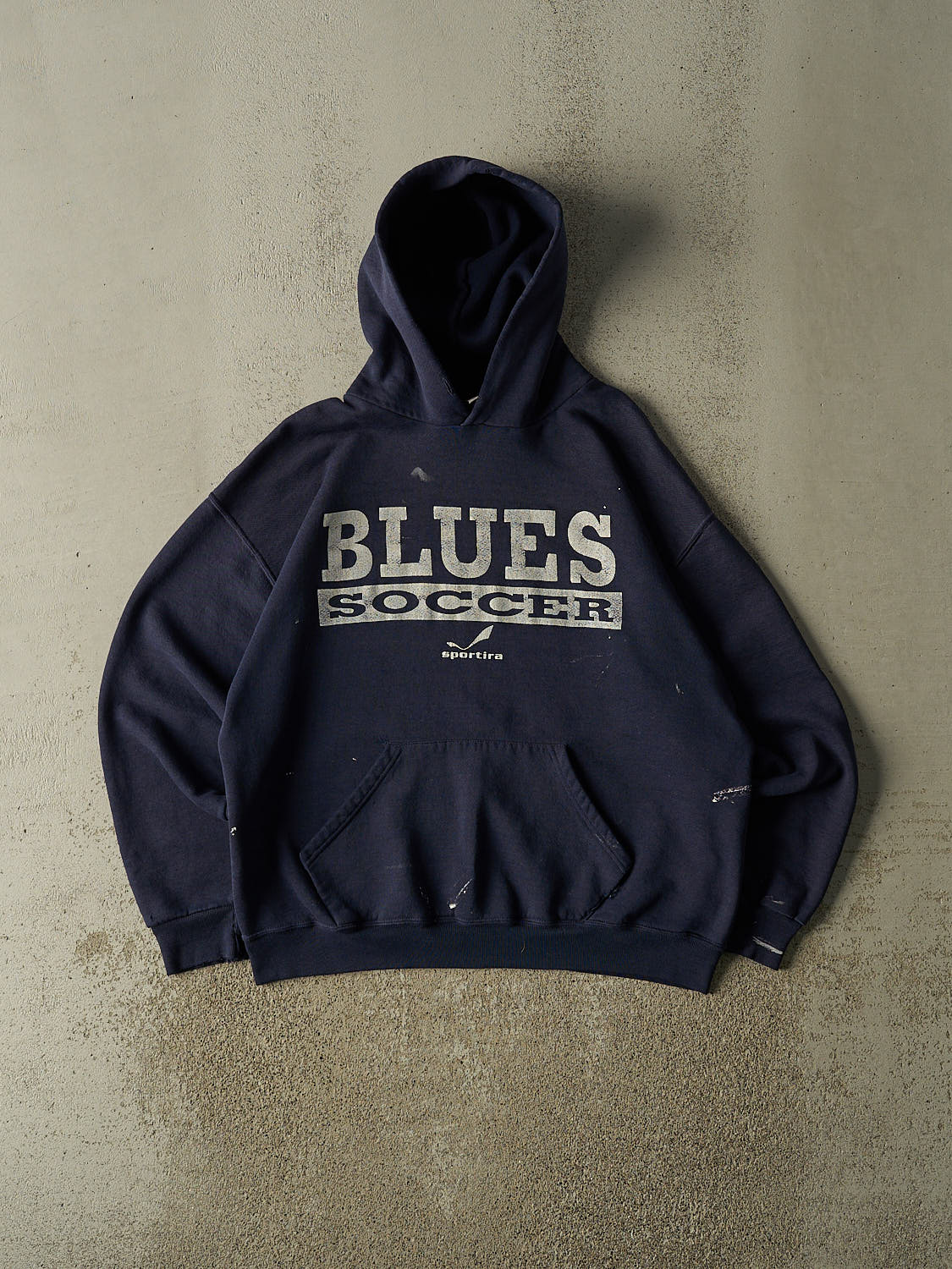 Vintage 90s Navy Blue Russell Athletic Blues Soccer Hoodie (L/XL)