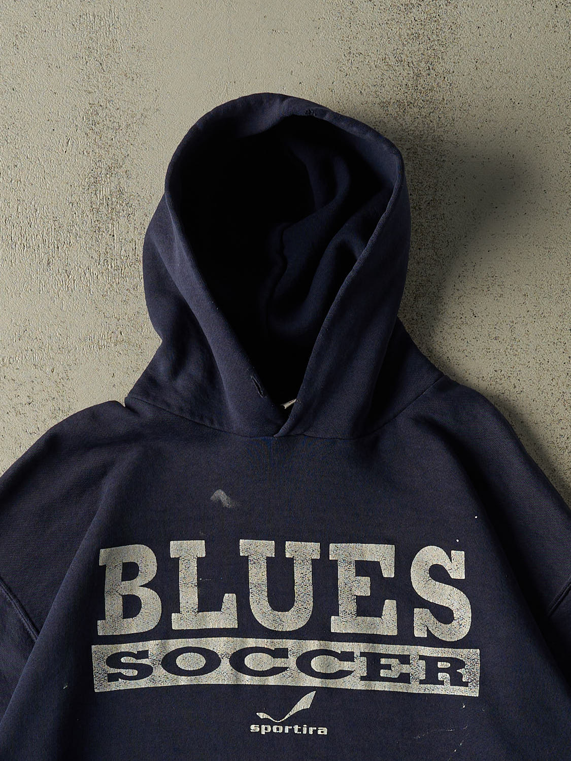 Vintage 90s Navy Blue Russell Athletic Blues Soccer Hoodie (L/XL)