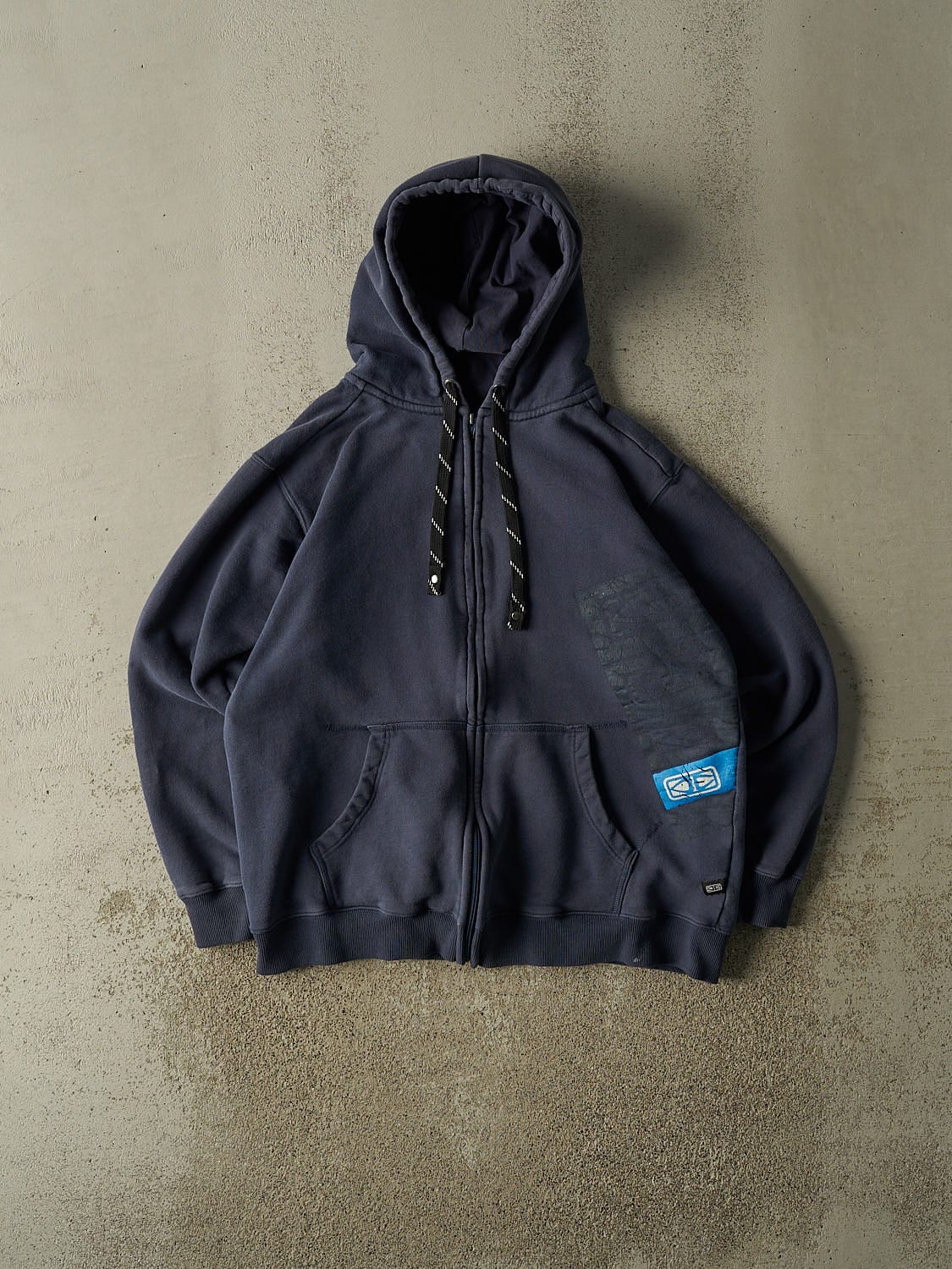 Vintage Y2K Navy Blue Ocean Earth Boarding Co. Zip Up Hoodie (M/L)
