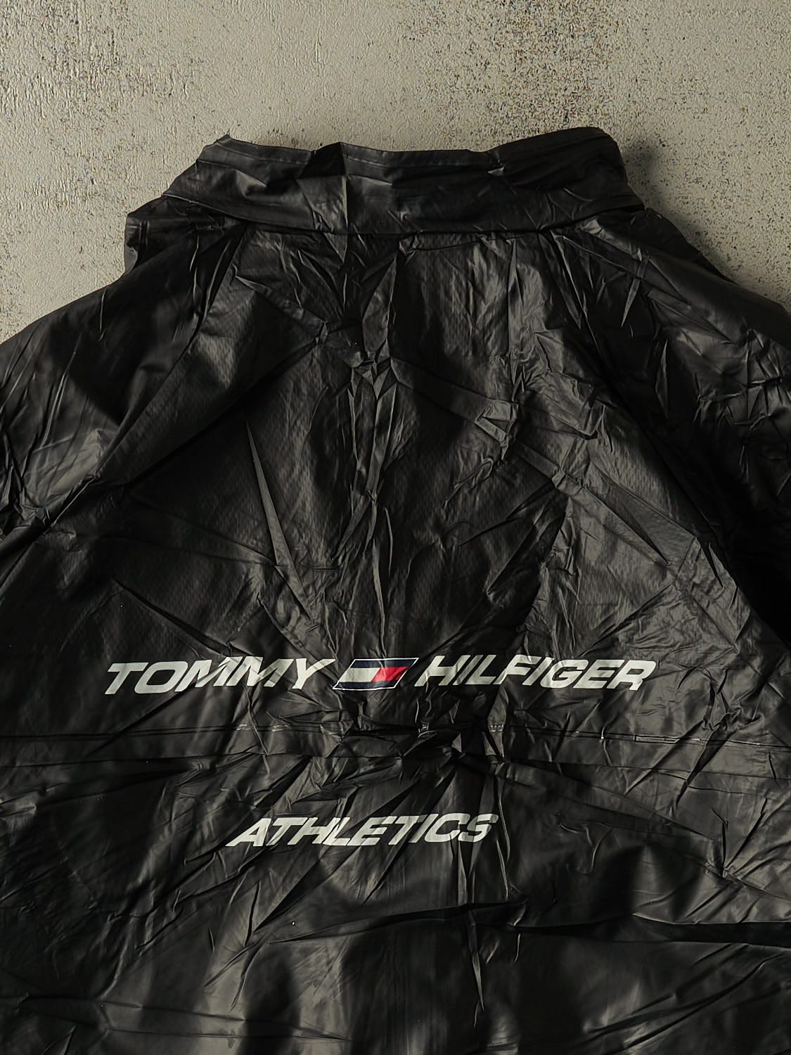 Vintage 90s Black Tommy Hilfiger Velcro Rain Jacket (XXL)