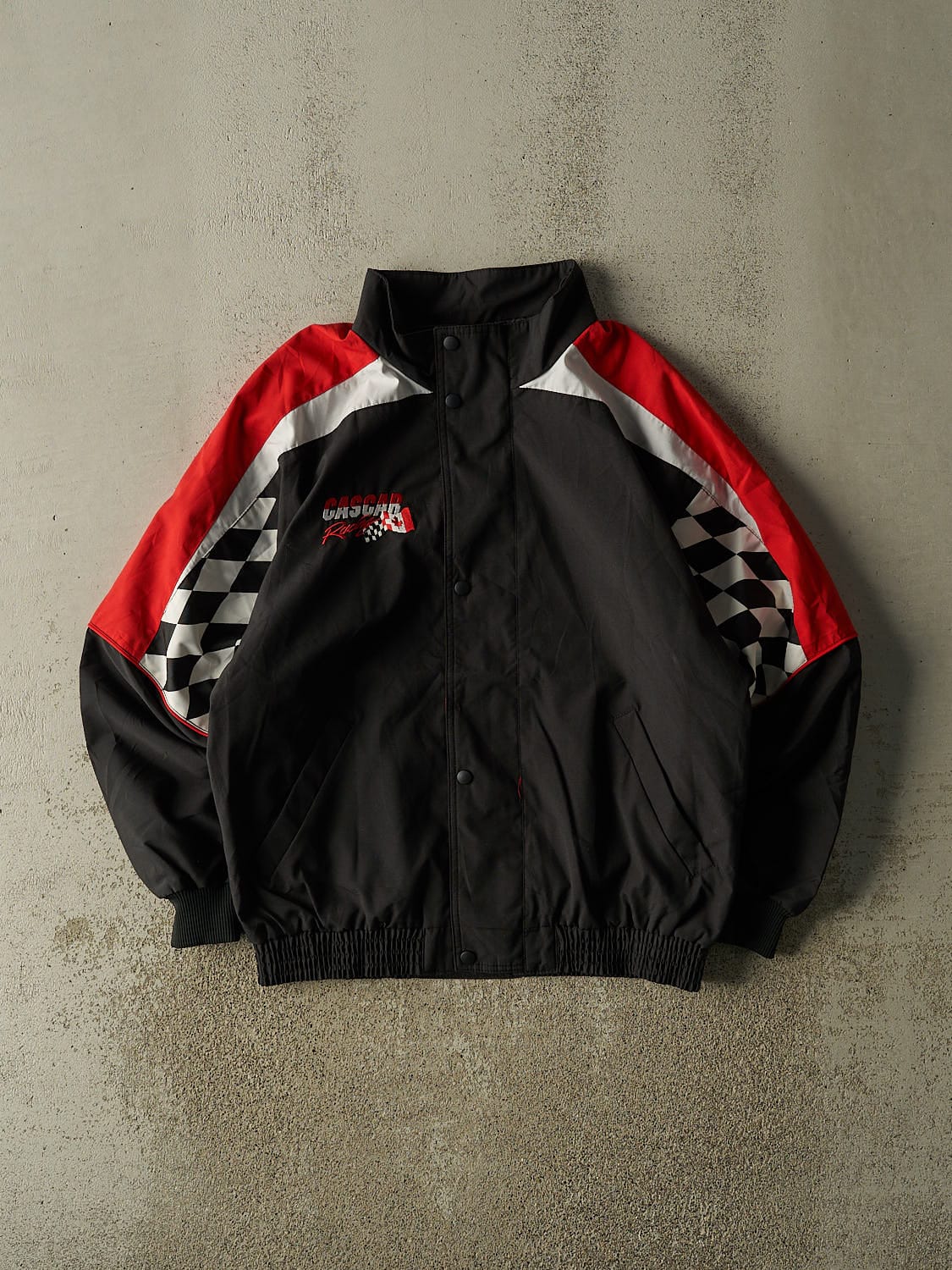 Vintage 90s Black Cascar Racing Embroidered Jacket (L/XL)