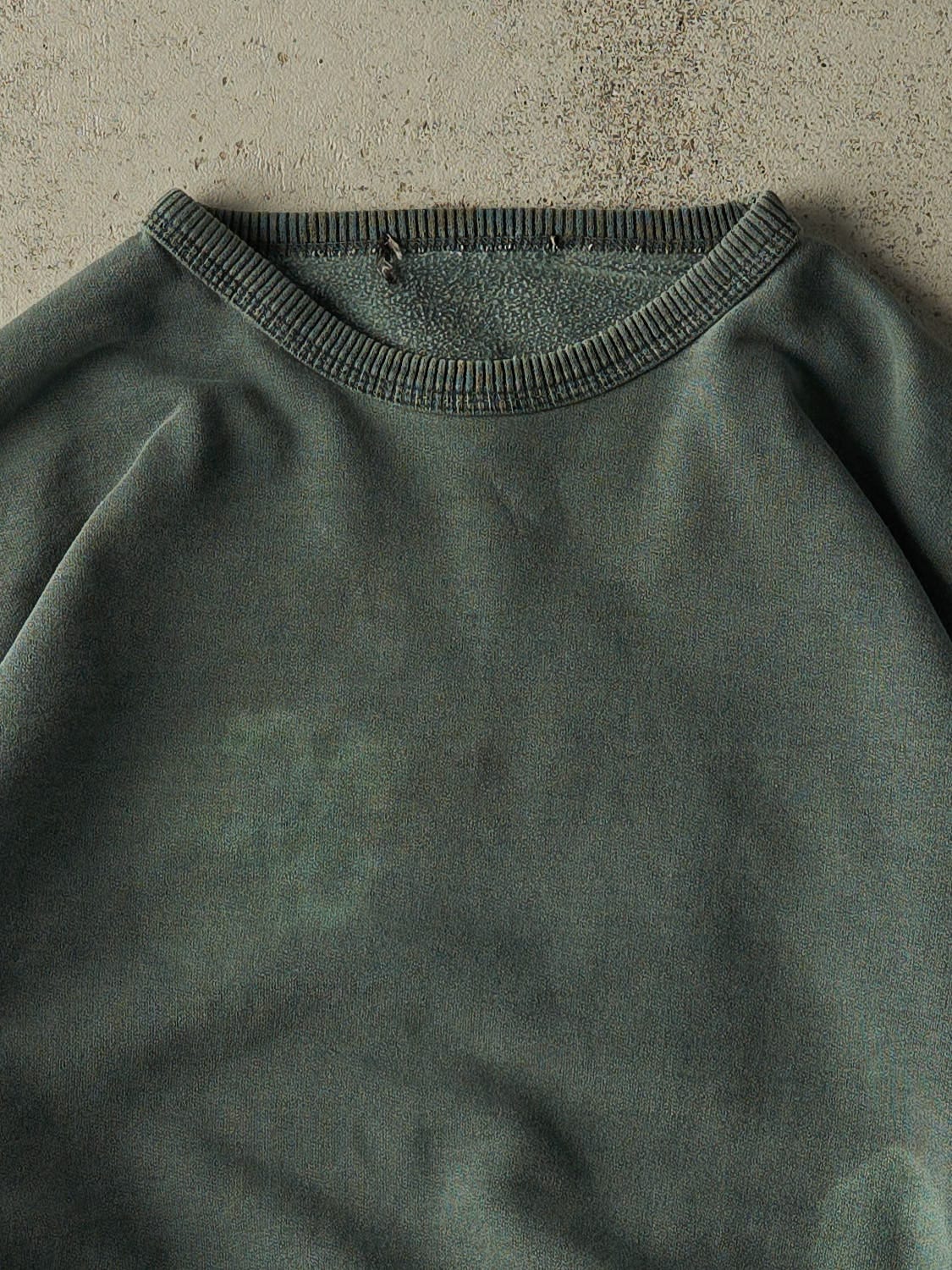 Vintage 90s Washed Green Blank Crewneck (XL)