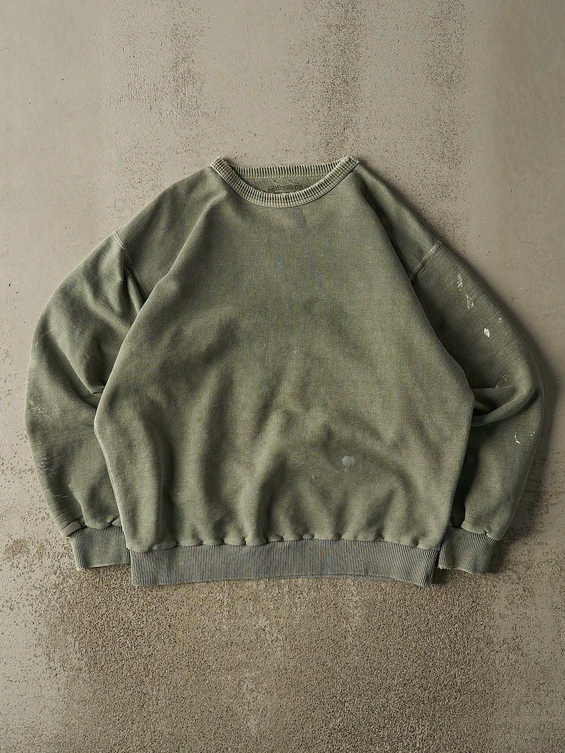 Vintage Y2K Washed Green Wind River Blank Crewneck (XL)