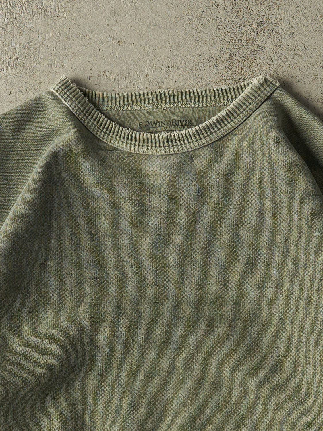Vintage Y2K Washed Green Wind River Blank Crewneck (XL)