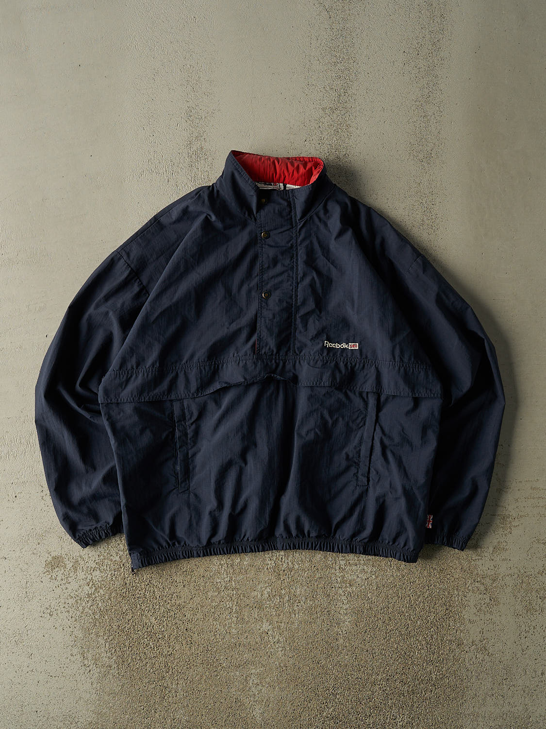 Vintage 90s Navy Blue Reebok Embroidered Quarter Zip Windbreaker Jacket (L/XL)