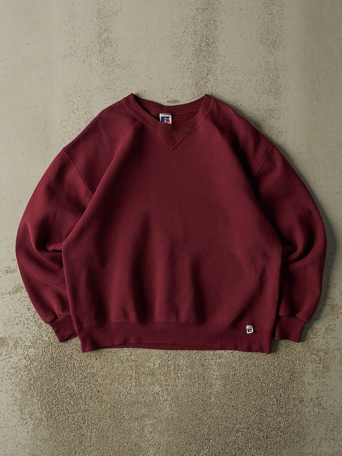 Vintage 90s Burgundy Russell Athletic Blank Crewneck (M/L)