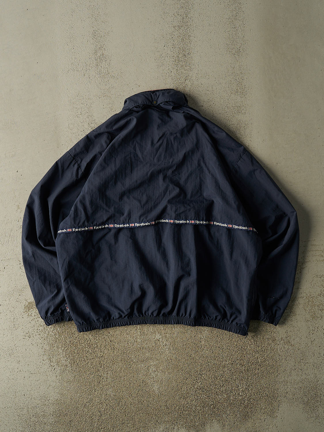 Vintage 90s Navy Blue Reebok Embroidered Quarter Zip Windbreaker Jacket (L/XL)