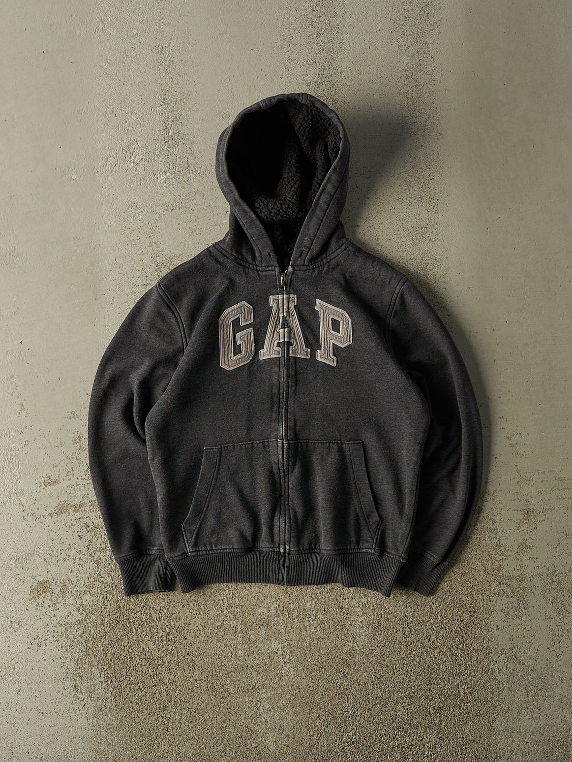 Vintage Y2K Grey Gap Fleece Lined Zip Up Heavyweight Hoodie (XS)