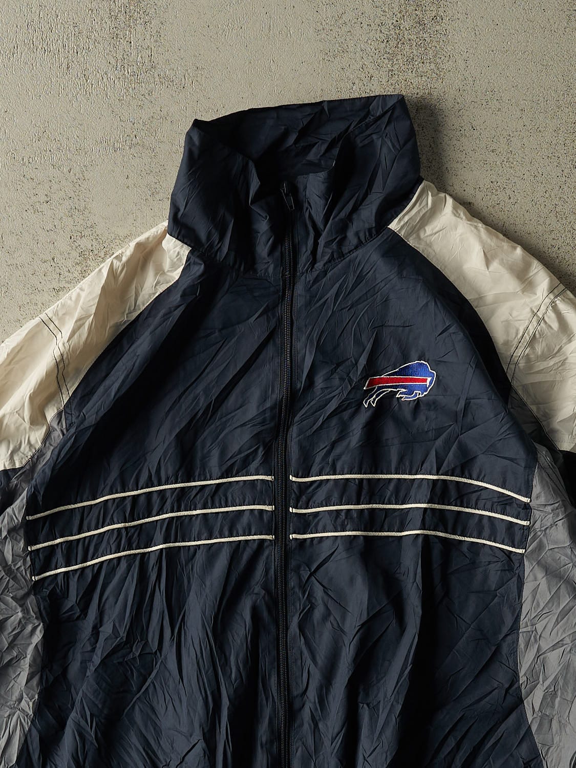 Vintage Y2K Navy Blue Buffalo Bills Windbreaker Jacket (XL/XXL)